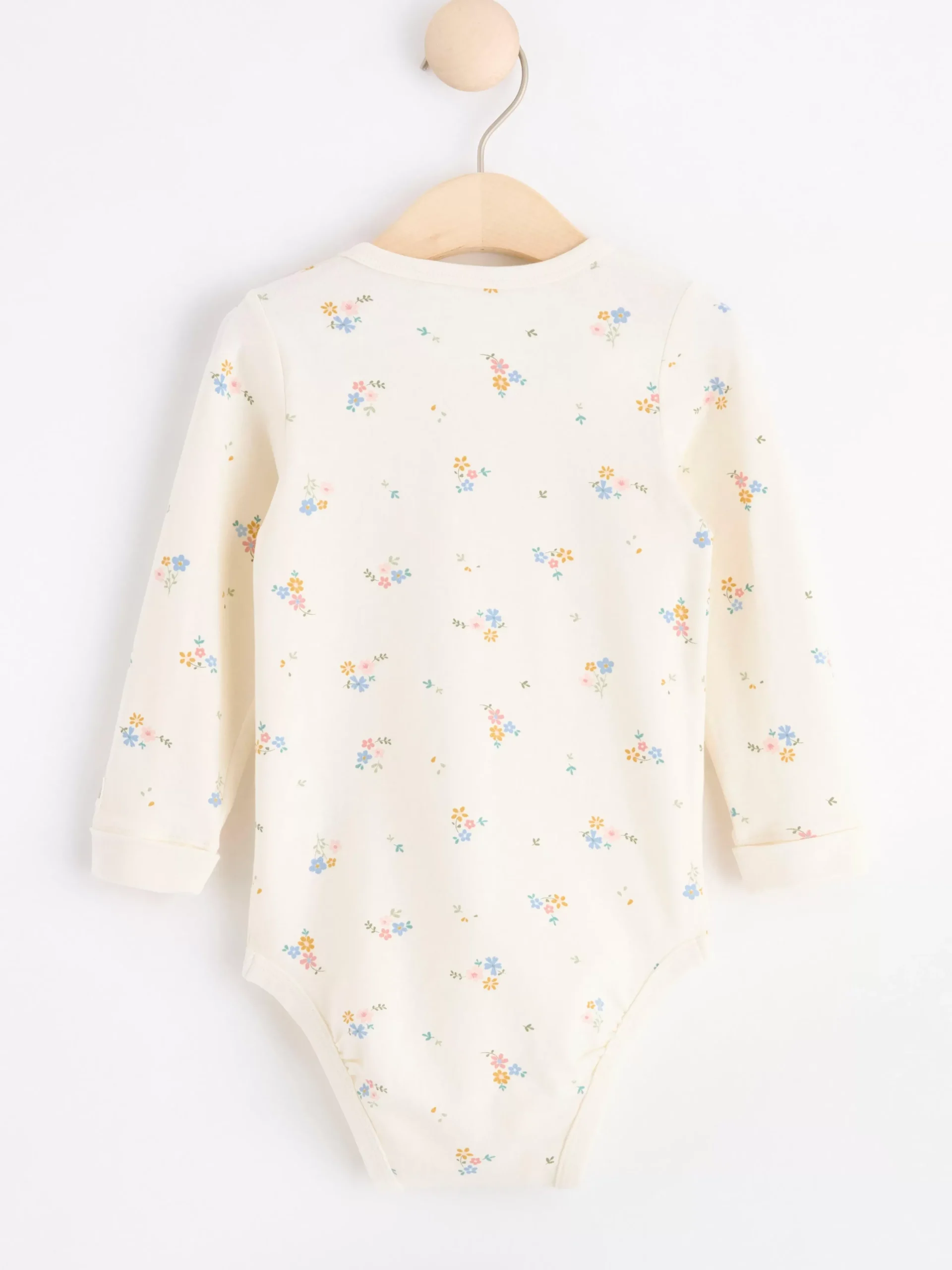 Bodies>Lindex Langarmad Body Med Blommor Light Dusty White