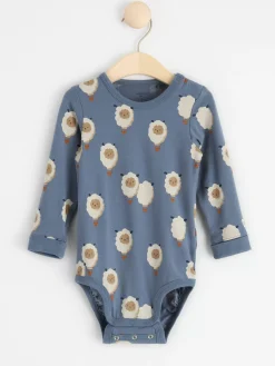 Bodies>Lindex Langarmad Body Med Luftballongdjur Dark Dusty Blue