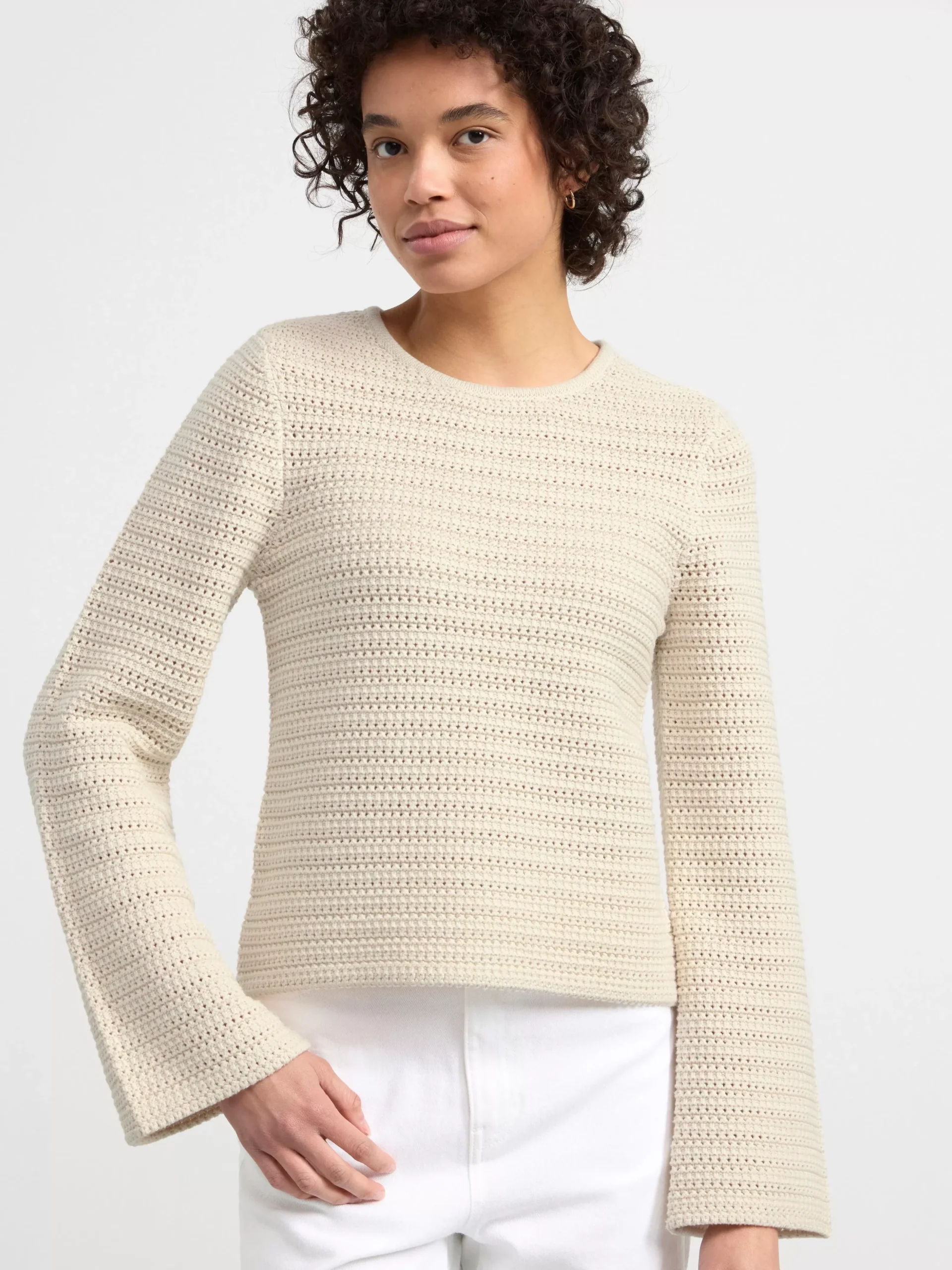 Tröjor & Cardigans>Lindex Langarmad Halstickad Troja Beige