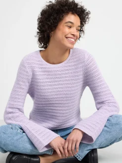 Tröjor & Cardigans>Lindex Langarmad Halstickad Troja Light Lilac