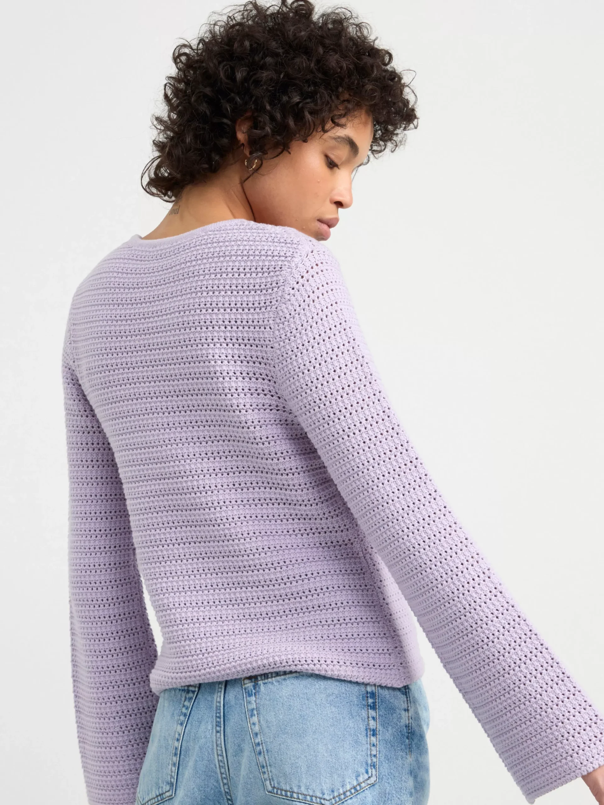 Tröjor & Cardigans>Lindex Langarmad Halstickad Troja Light Lilac