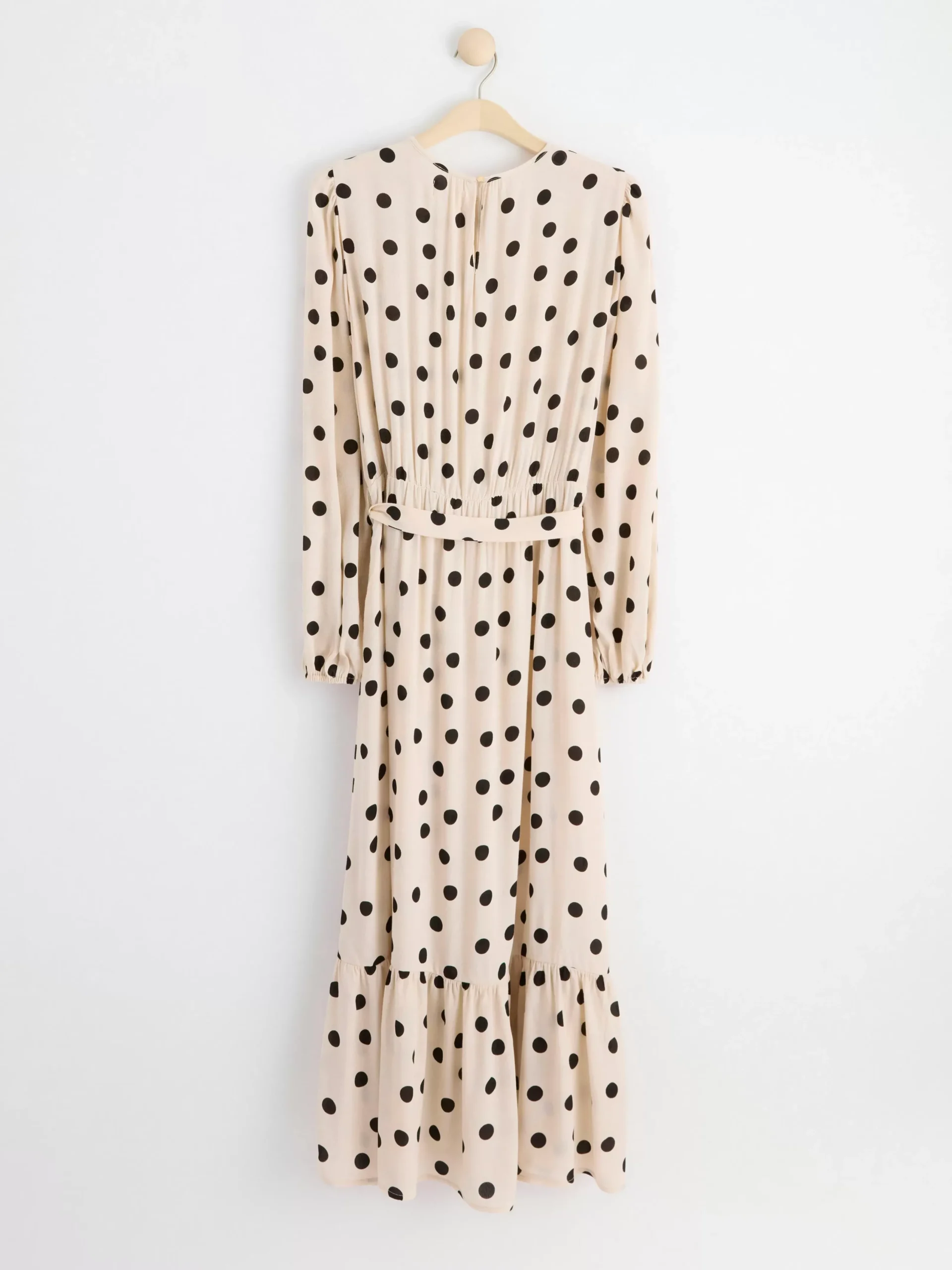 Klänningar>Lindex Langarmad Maxiklanning Med Prickar Light Dusty Beige