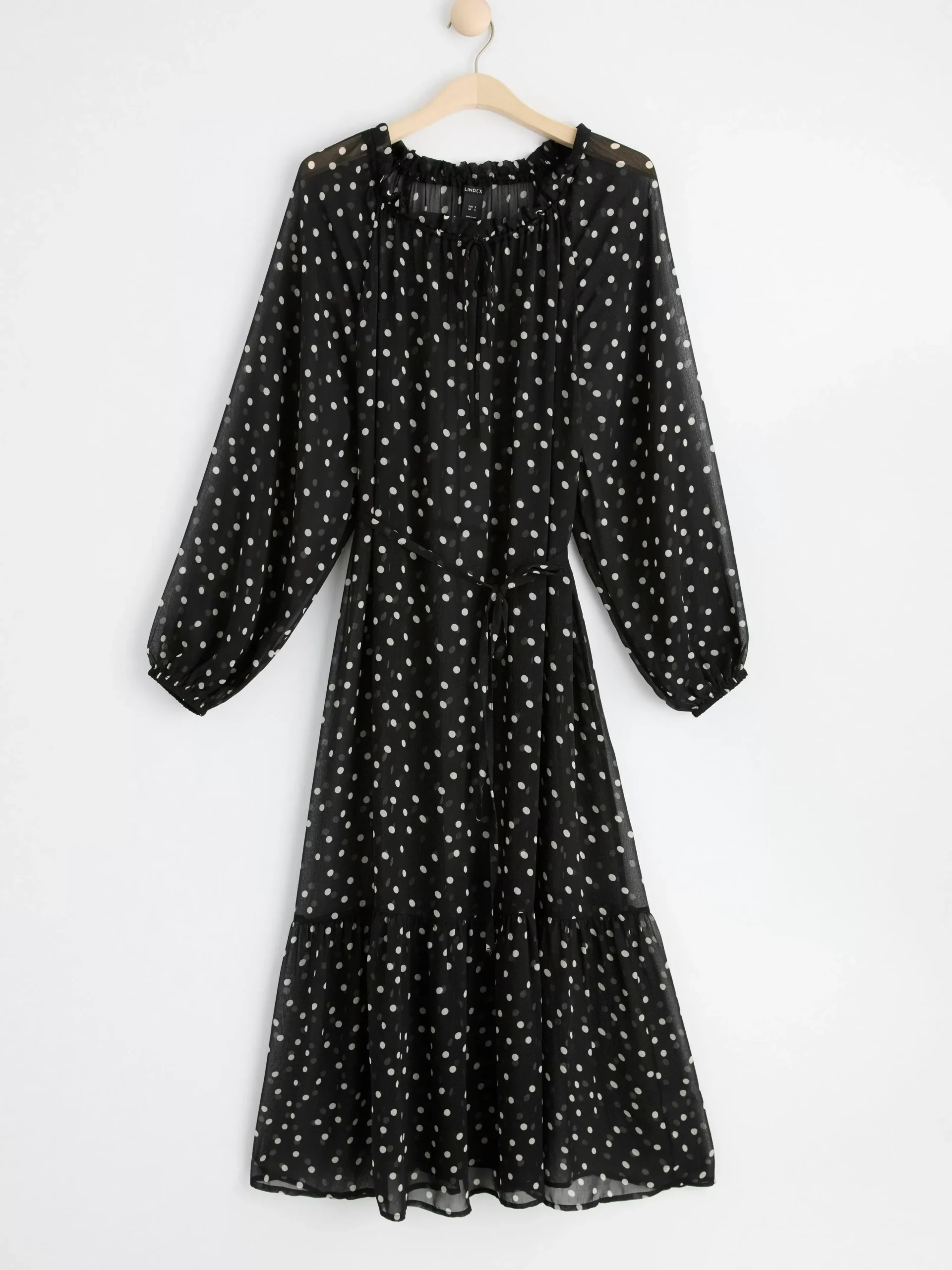 Klänningar>Lindex Langarmad Midiklanning Med Prickar Black