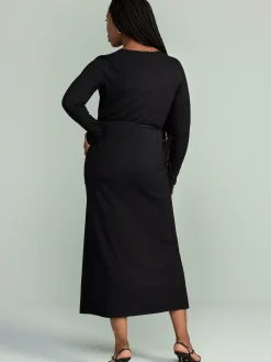 Klänningar>Lindex Langarmad Omlottklanning Black