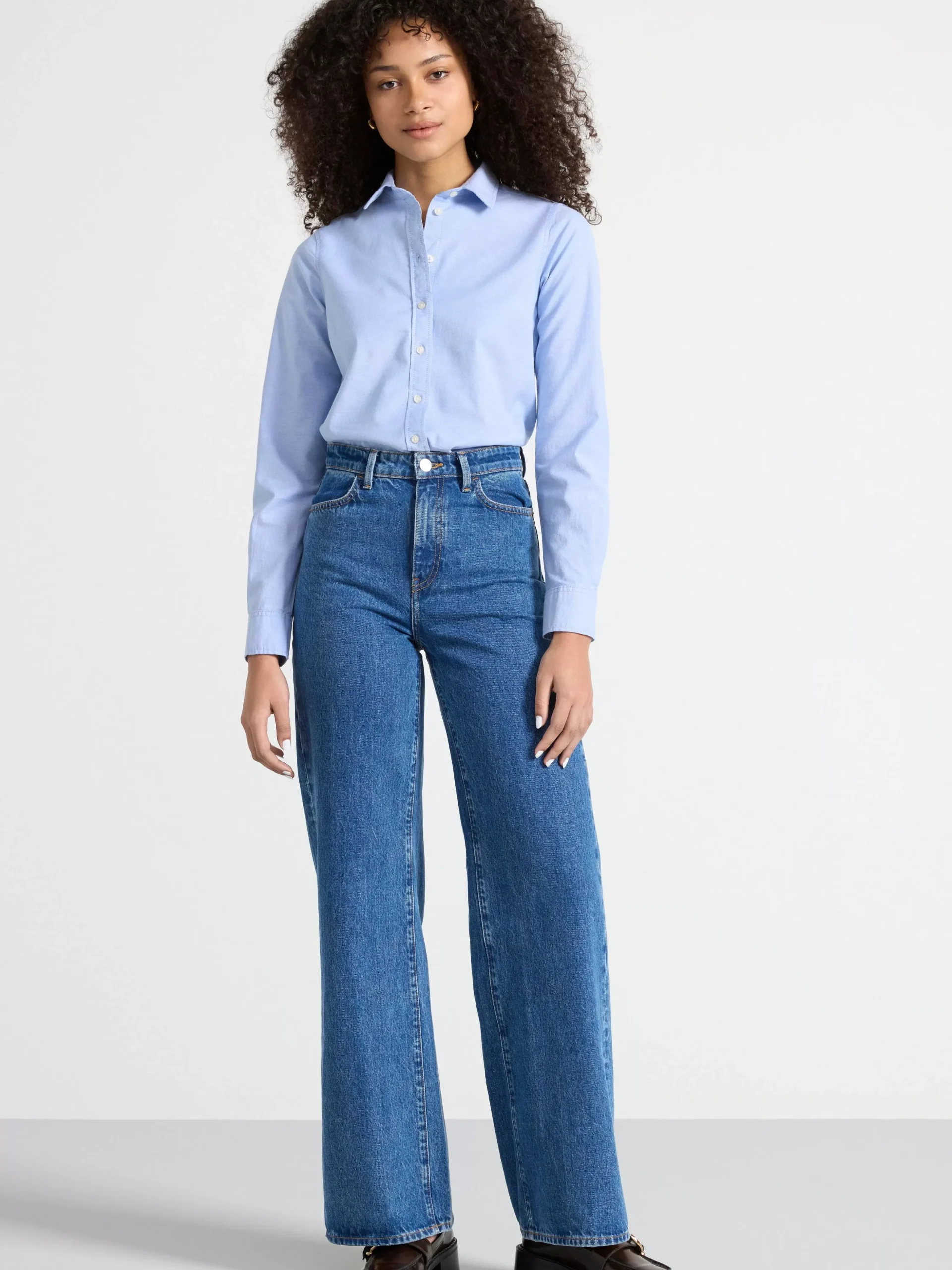 Blusar & Skjortor>Lindex Langarmad Oxfordskjorta Chambray Blue