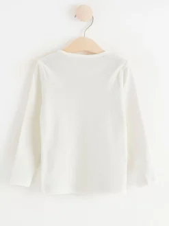 Toppar & T-Shirts>Lindex Langarmad Pointelle Topp Light Dusty White