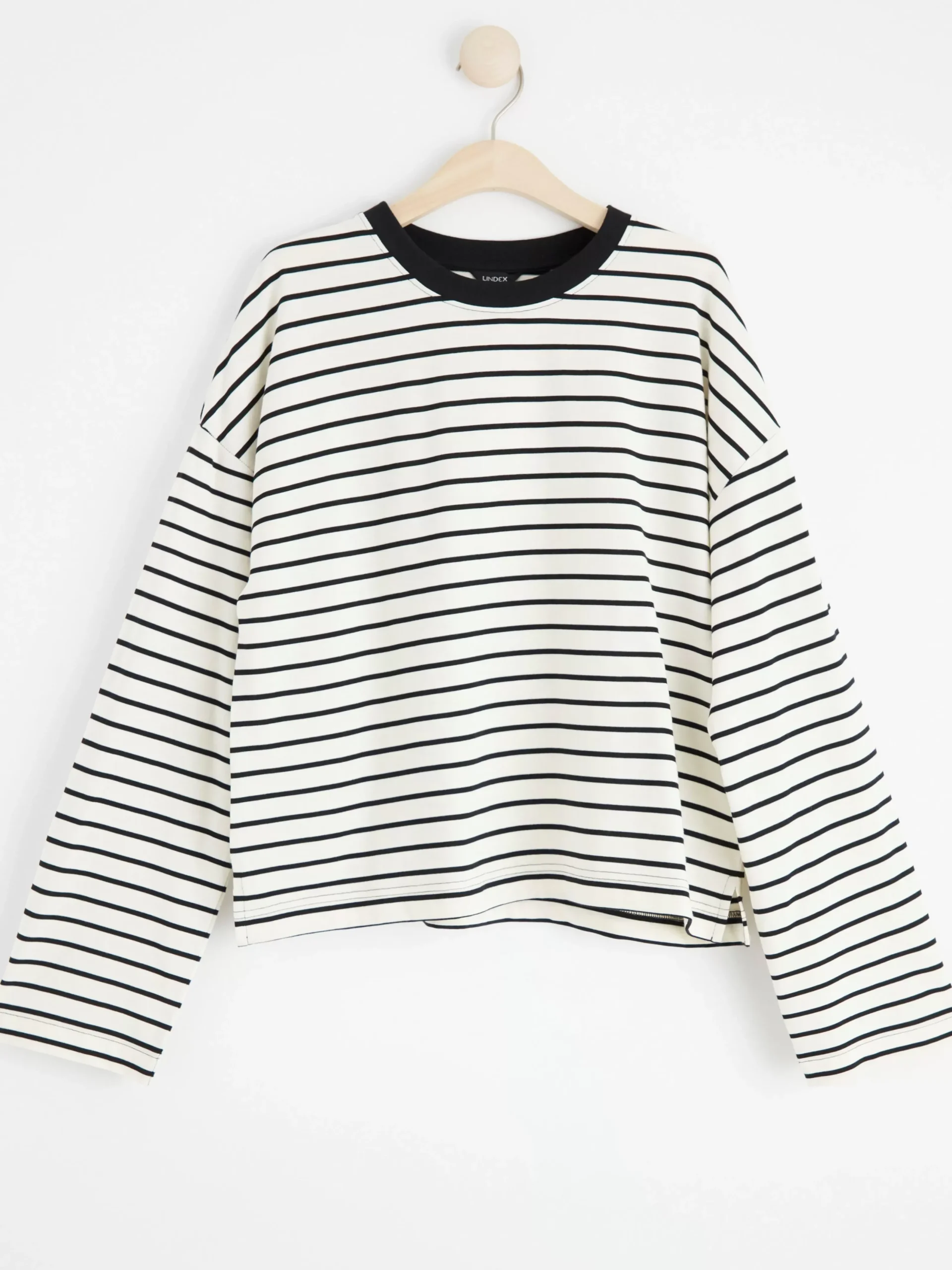 Toppar & T-Shirts>Lindex Langarmad Randig Bomullstroja Light White
