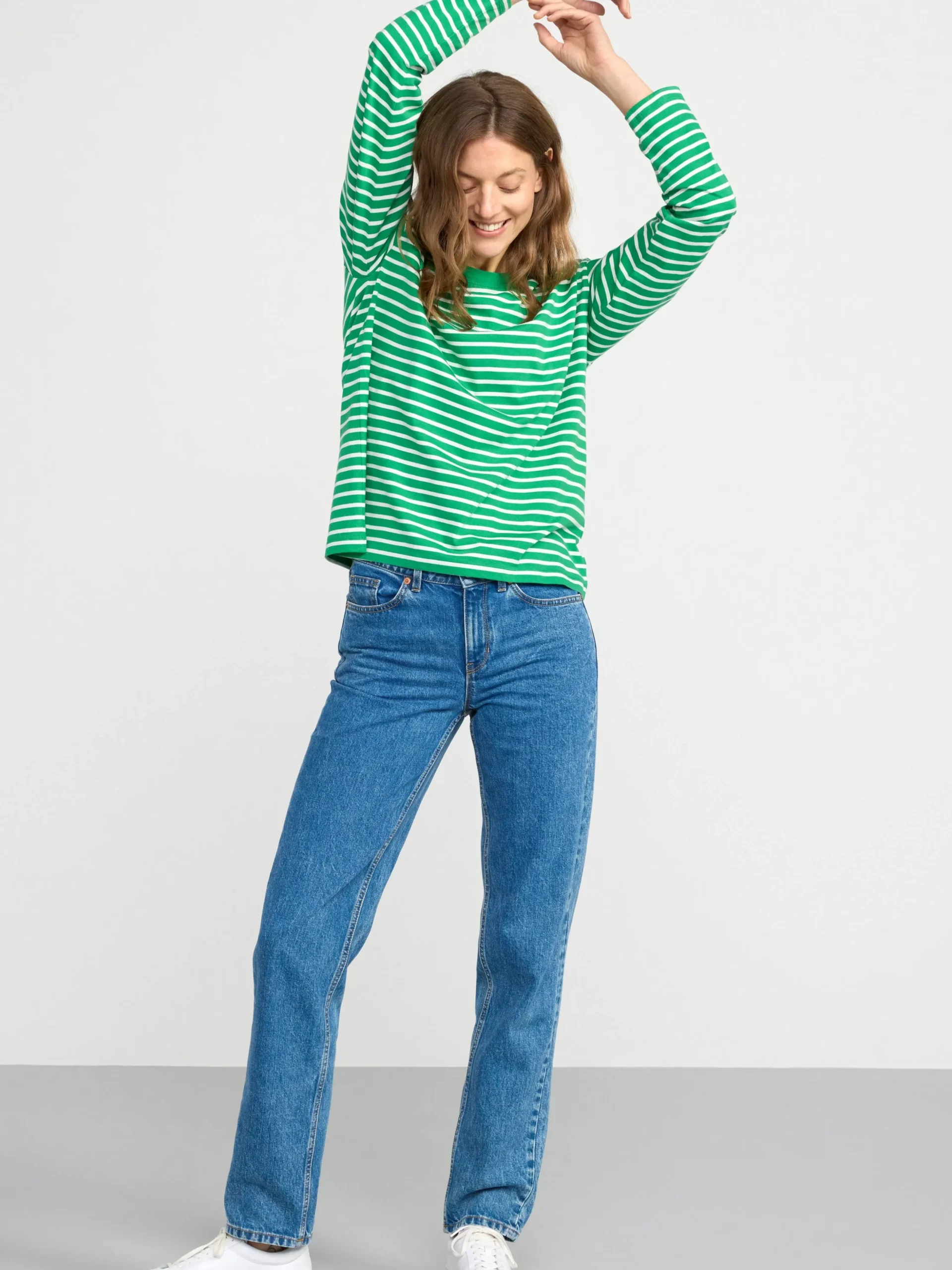 Toppar & T-Shirts>Lindex Langarmad Randig Topp Green