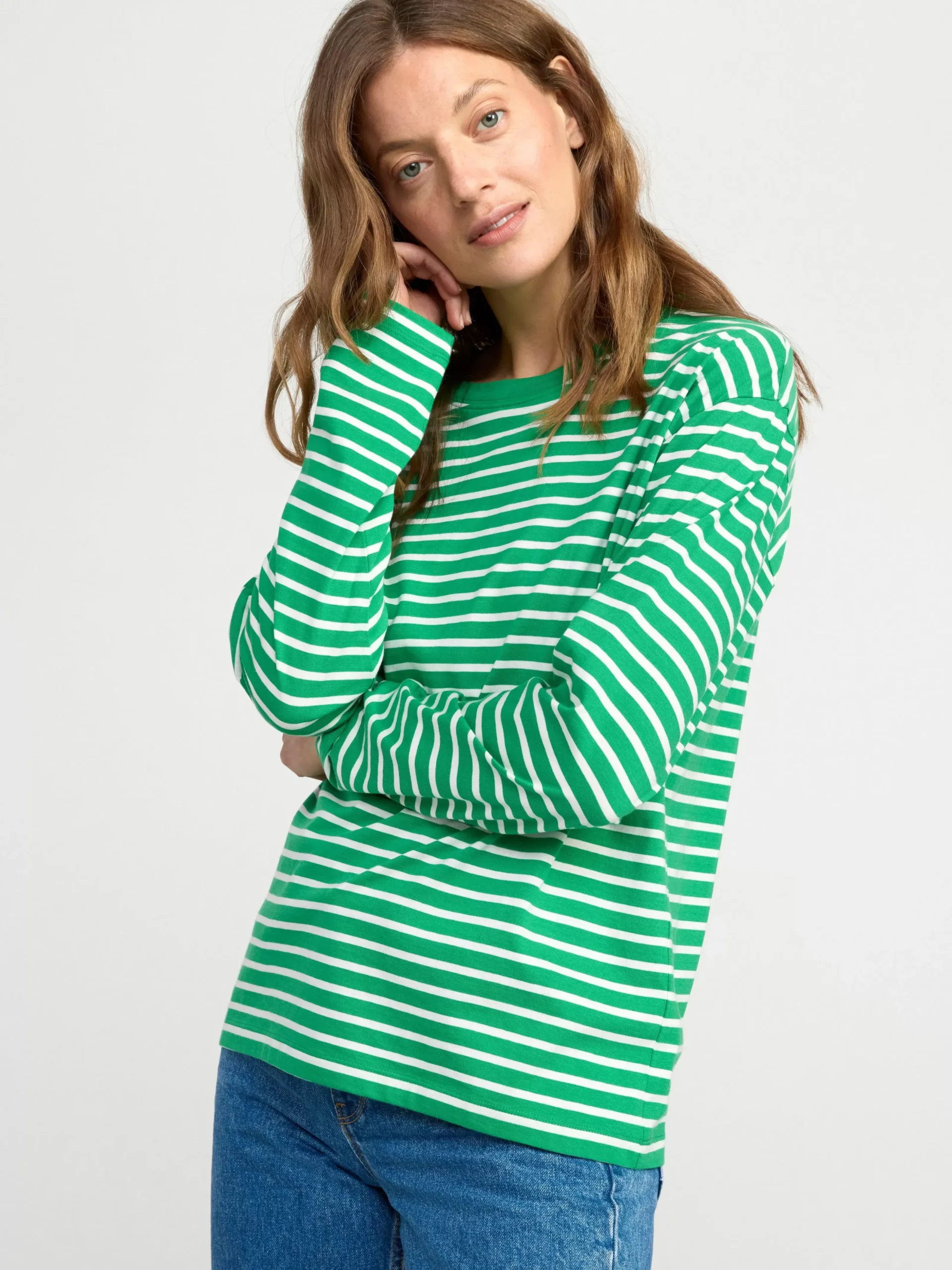 Toppar & T-Shirts>Lindex Langarmad Randig Topp Green