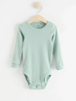 Bodies>Lindex Langarmad Ribbad Body Light Dusty Aqua