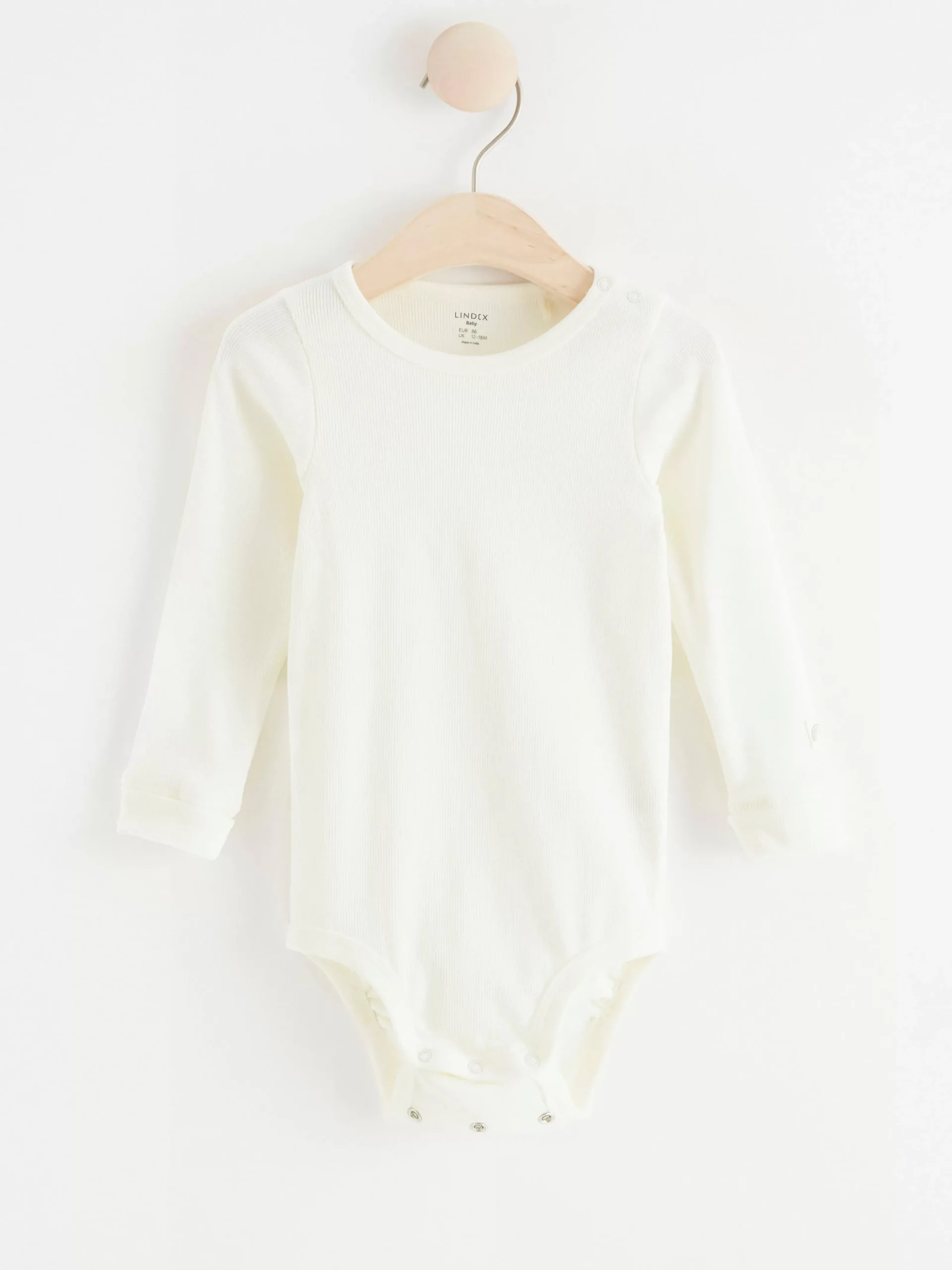 Bodies>Lindex Langarmad Ribbad Body Light Dusty White