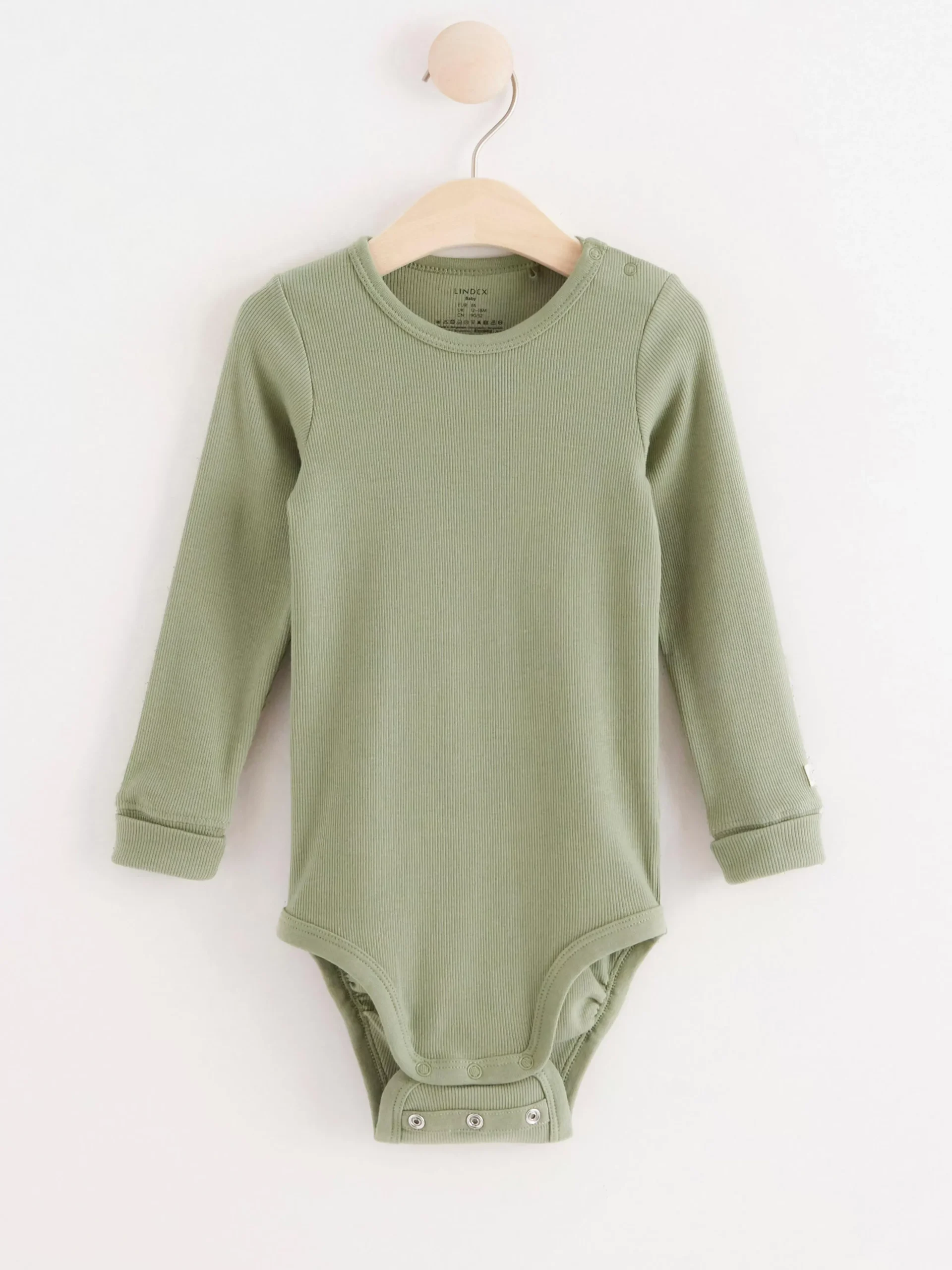 Bodies>Lindex Langarmad Ribbad Body Dusty Green