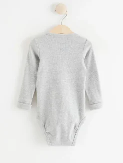 Bodies>Lindex Langarmad Ribbad Body Light Grey Melange