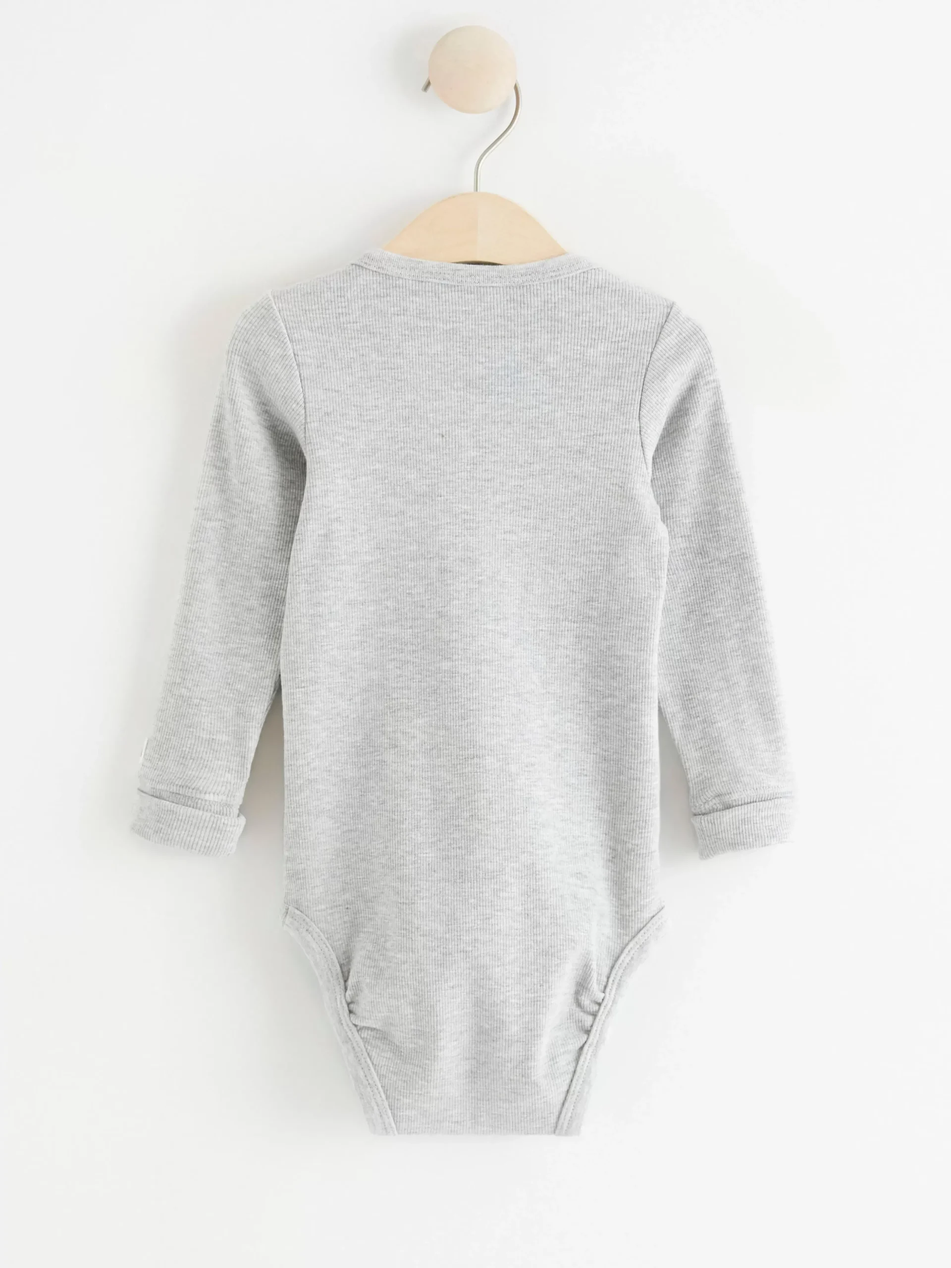 Bodies>Lindex Langarmad Ribbad Body Light Grey Melange