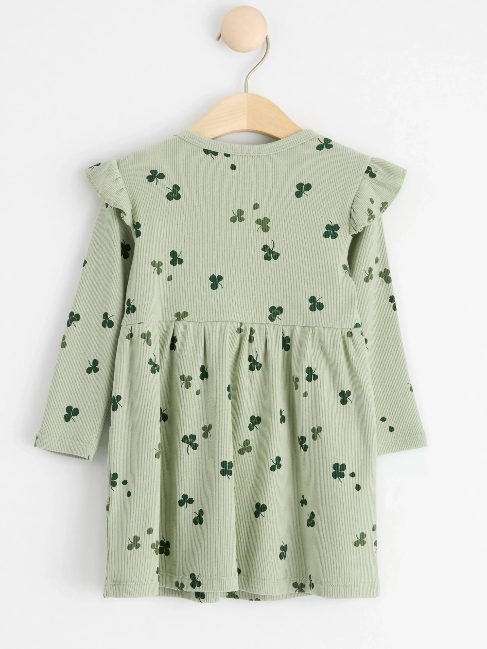 Klänningar>Lindex Langarmad Ribbad Klanning Med Klover Dusty Green