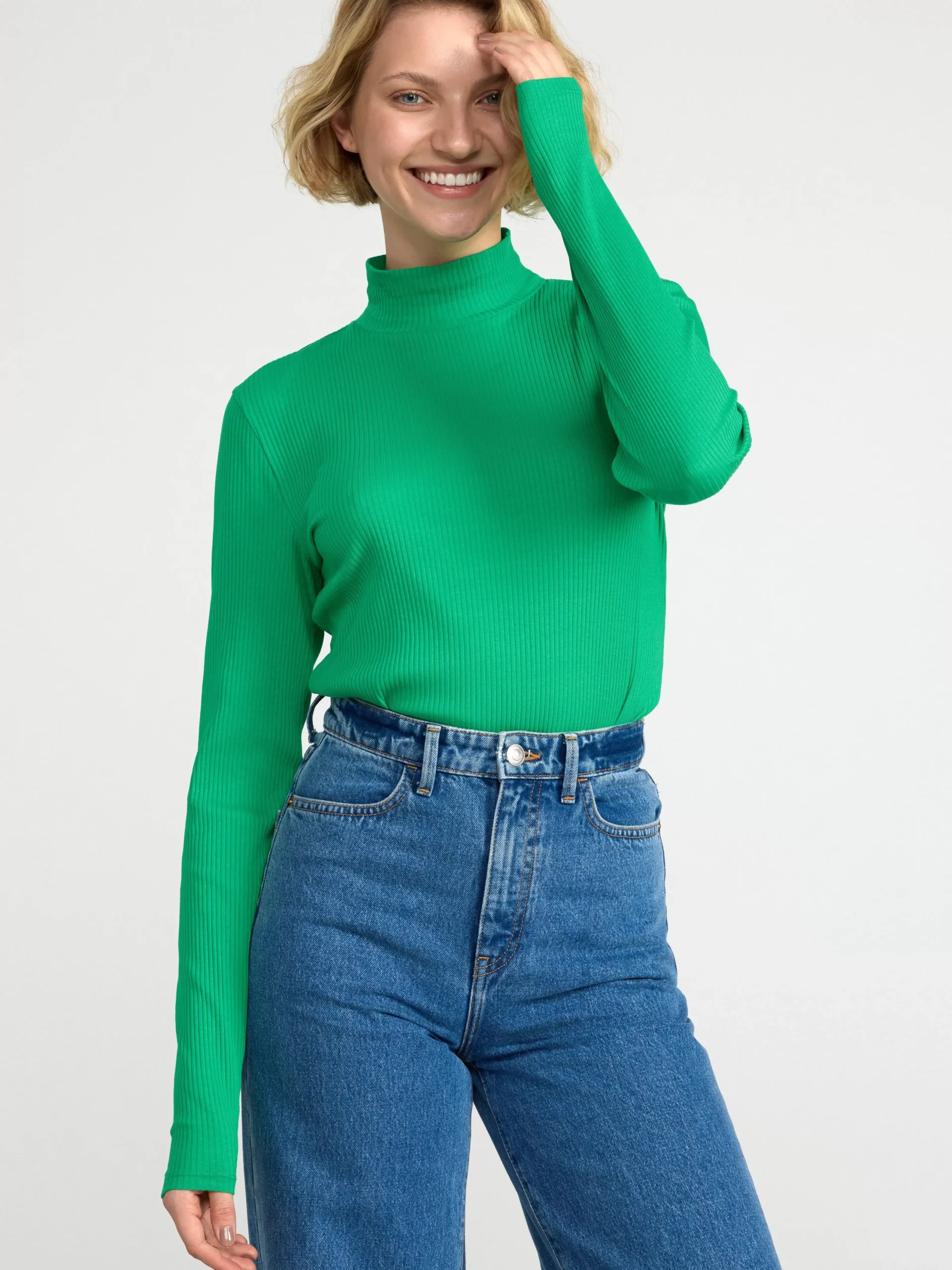 Toppar & T-Shirts>Lindex Langarmad Ribbad Polotroja Green
