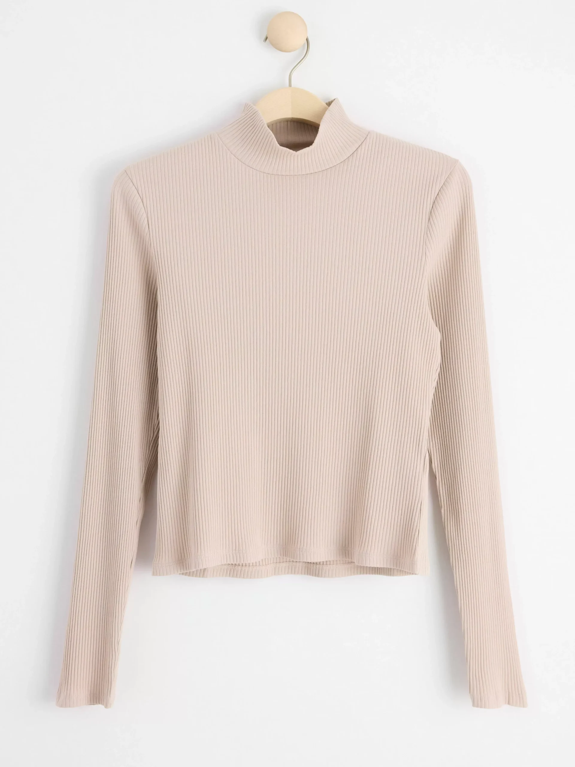 Toppar & T-Shirts>Lindex Langarmad Ribbad Polotroja Light Beige