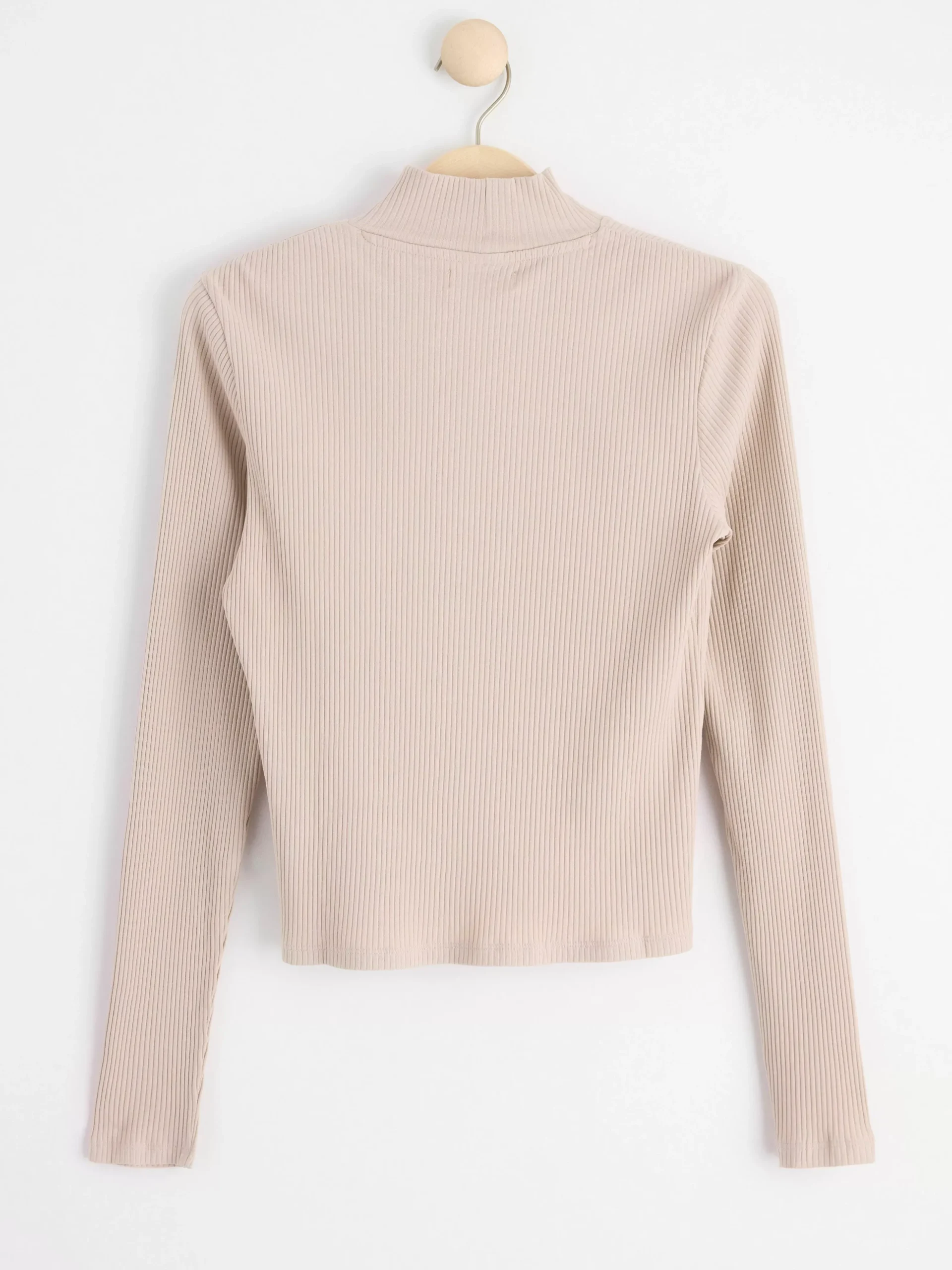 Toppar & T-Shirts>Lindex Langarmad Ribbad Polotroja Light Beige