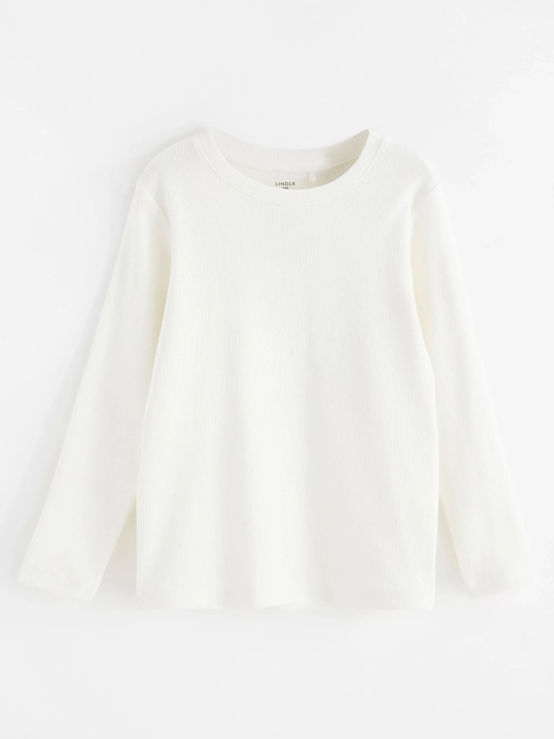 Toppar & T-Shirts>Lindex Langarmad Ribbad Topp Light Dusty White