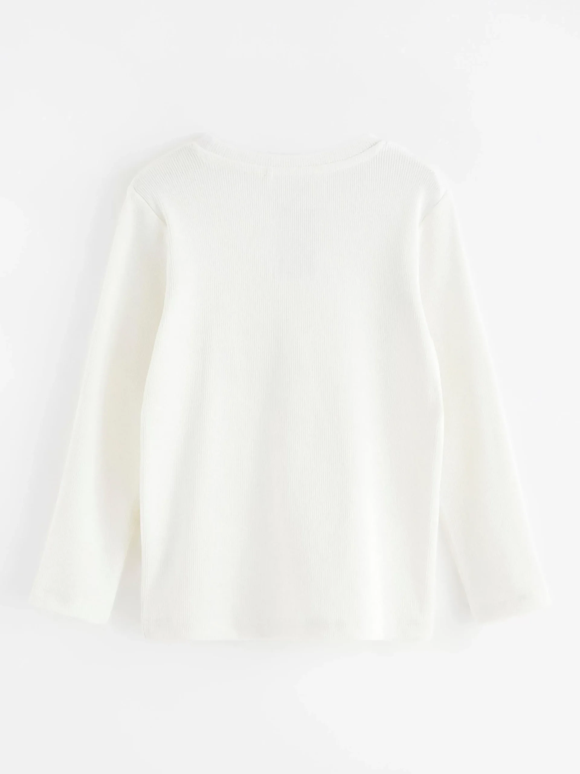 Toppar & T-Shirts>Lindex Langarmad Ribbad Topp Light Dusty White