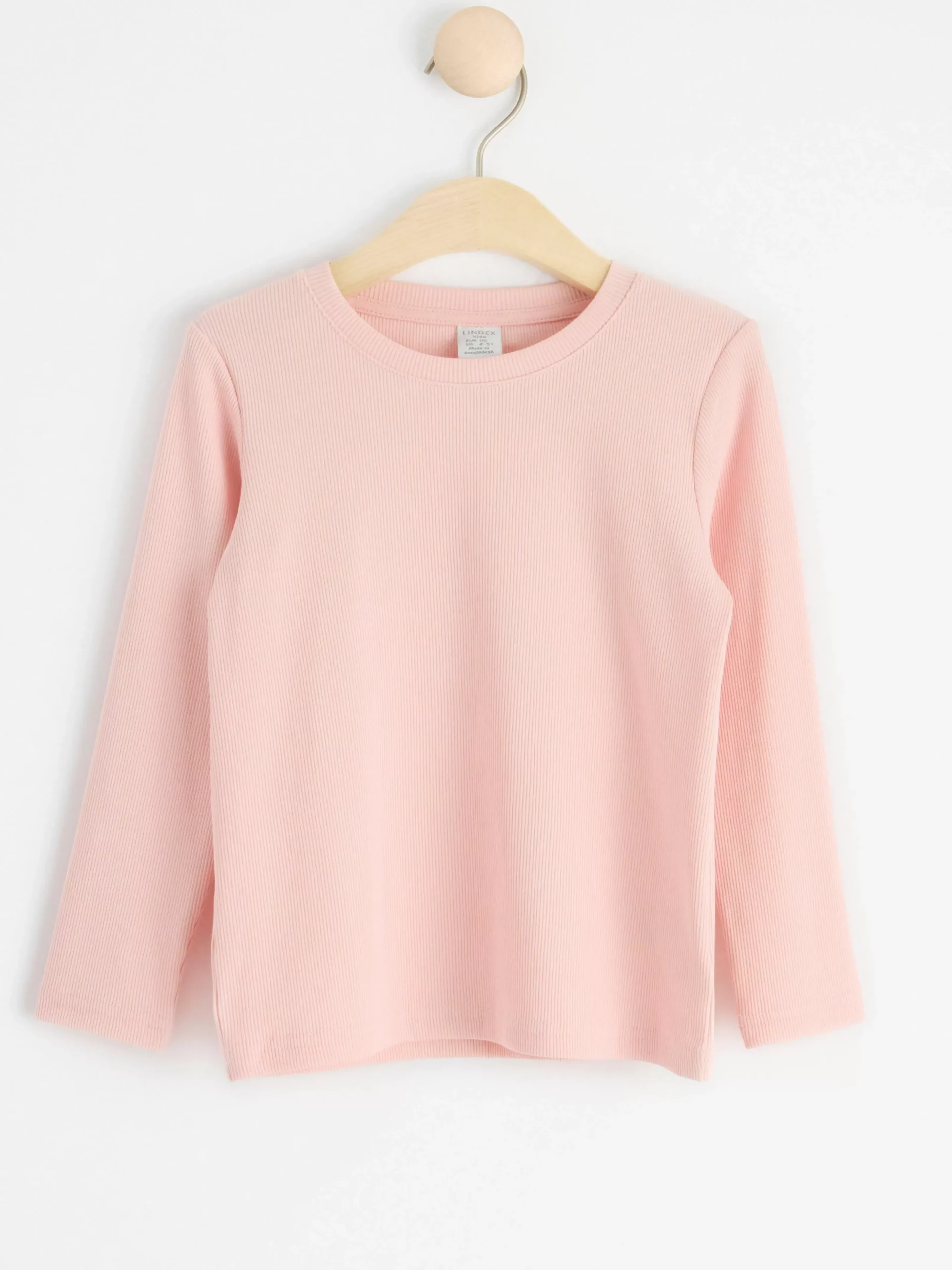 Toppar & T-Shirts>Lindex Langarmad Ribbad Topp Light Dusty Pink