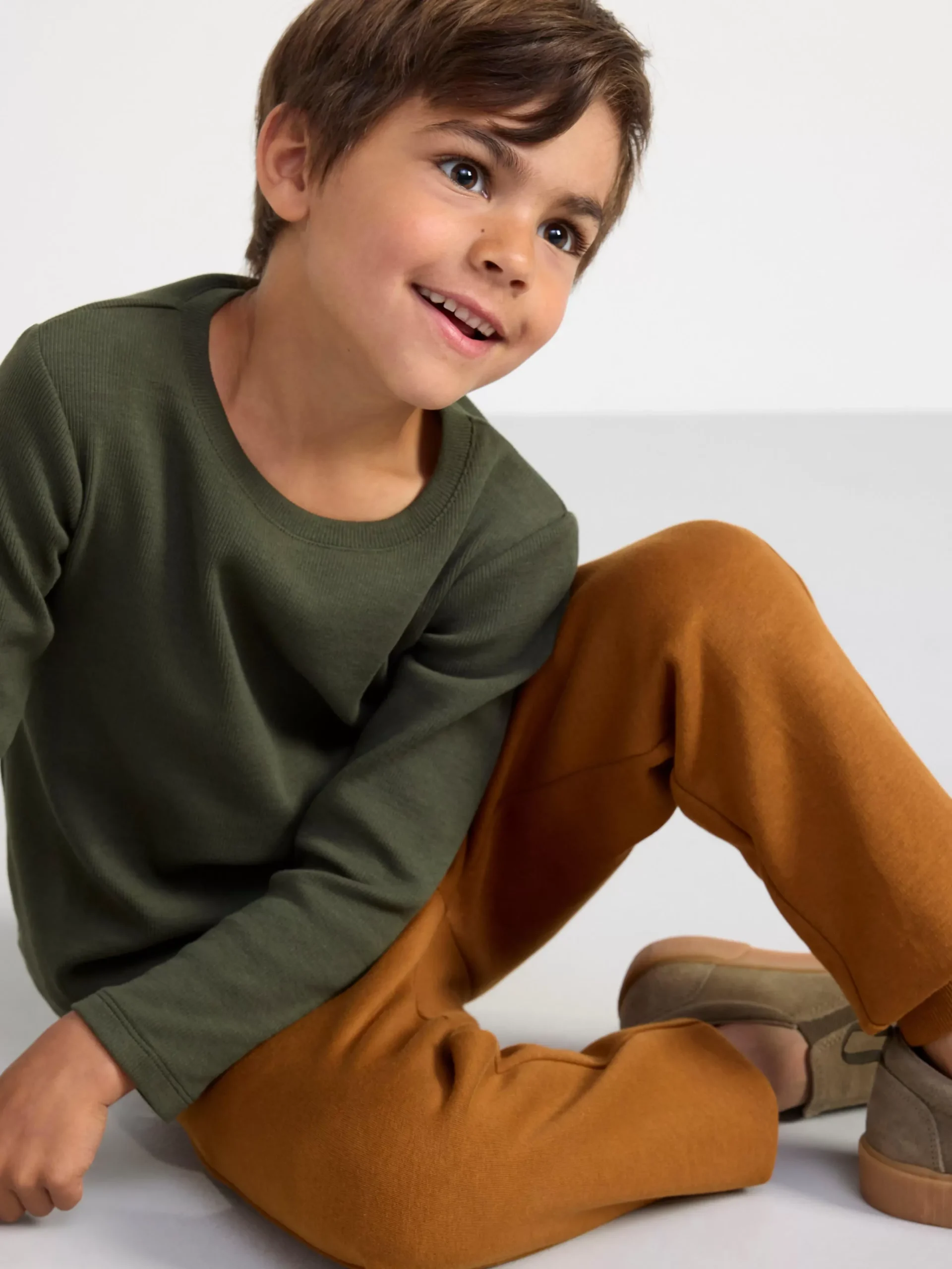 Toppar & T-Shirts>Lindex Langarmad Ribbad Topp Dark Khaki Green