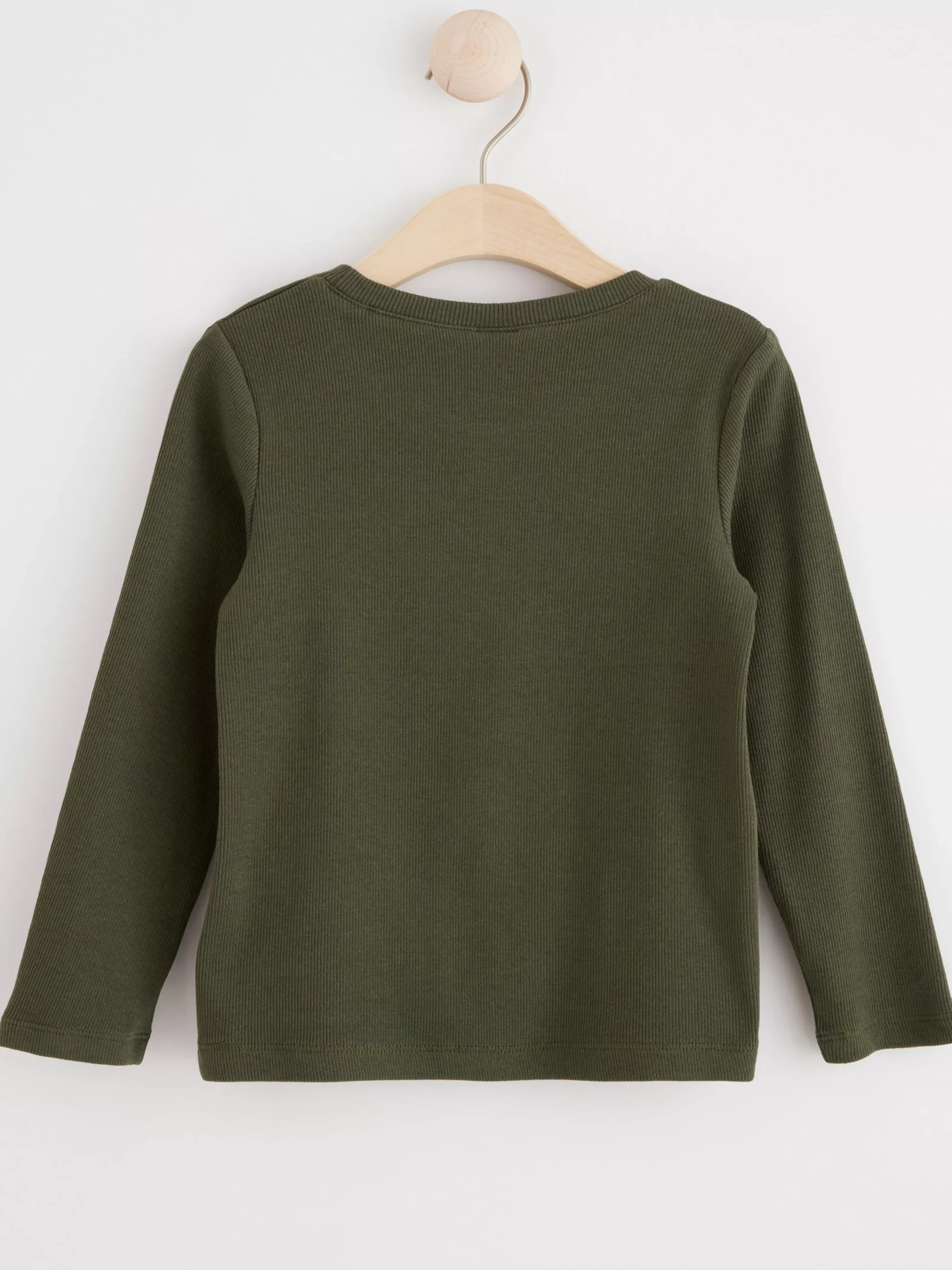 Toppar & T-Shirts>Lindex Langarmad Ribbad Topp Dark Khaki Green