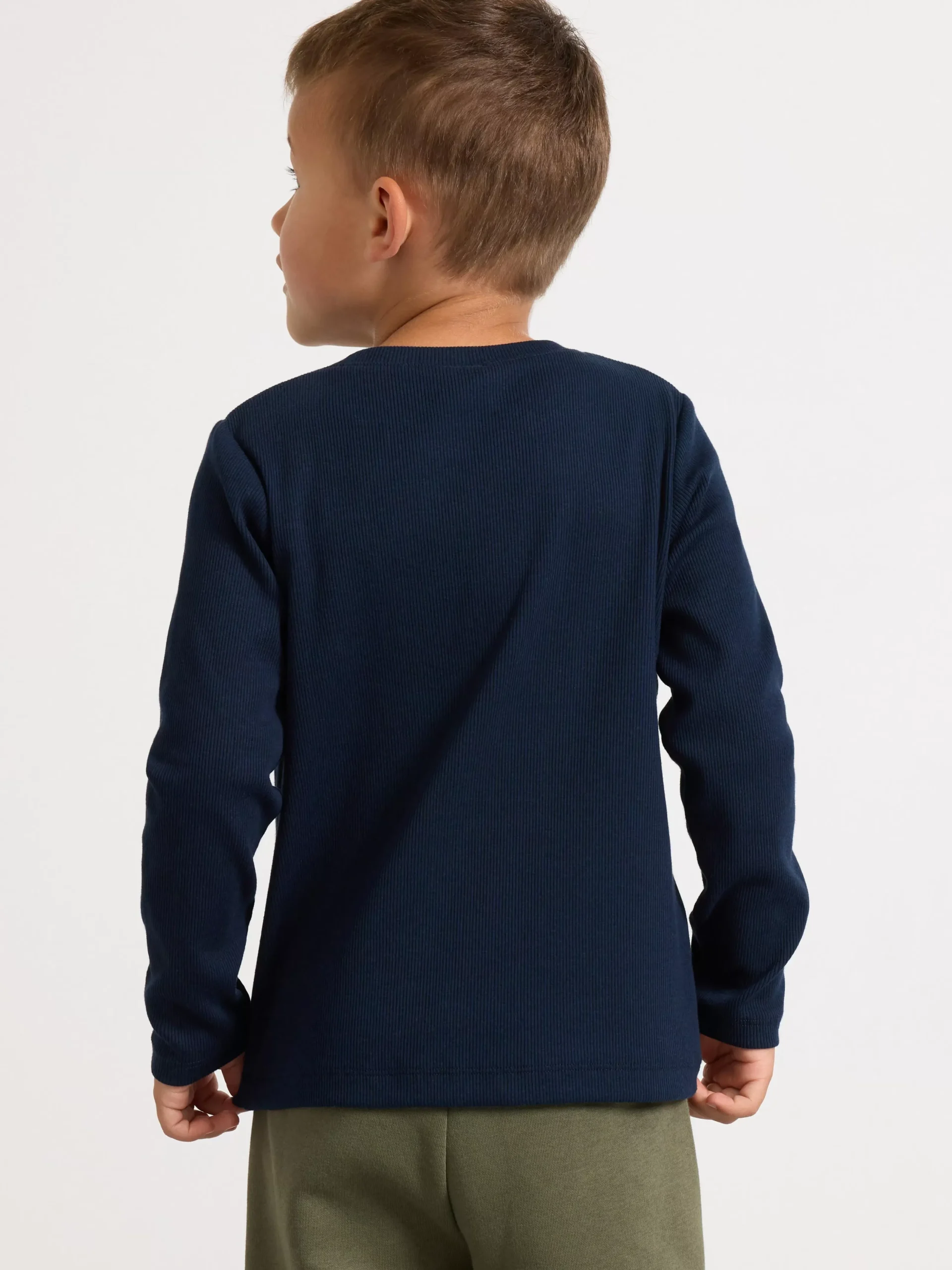 Toppar & T-Shirts>Lindex Langarmad Ribbad Topp Dark Navy