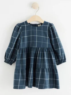Klänningar>Lindex Langarmad Rutig Flanellklanning Dark Blue