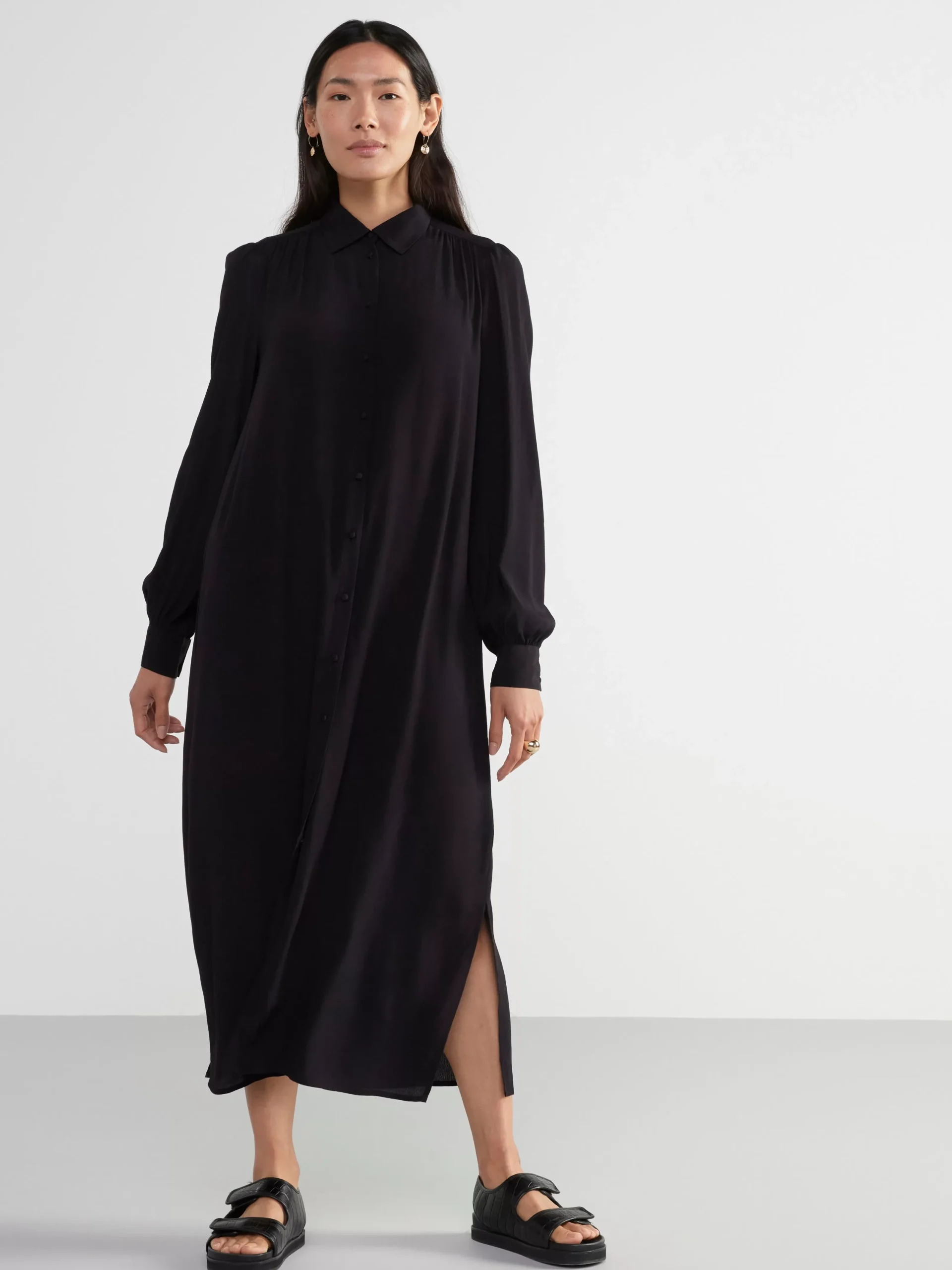 Klänningar>Lindex Langarmad Skjortklanning Black