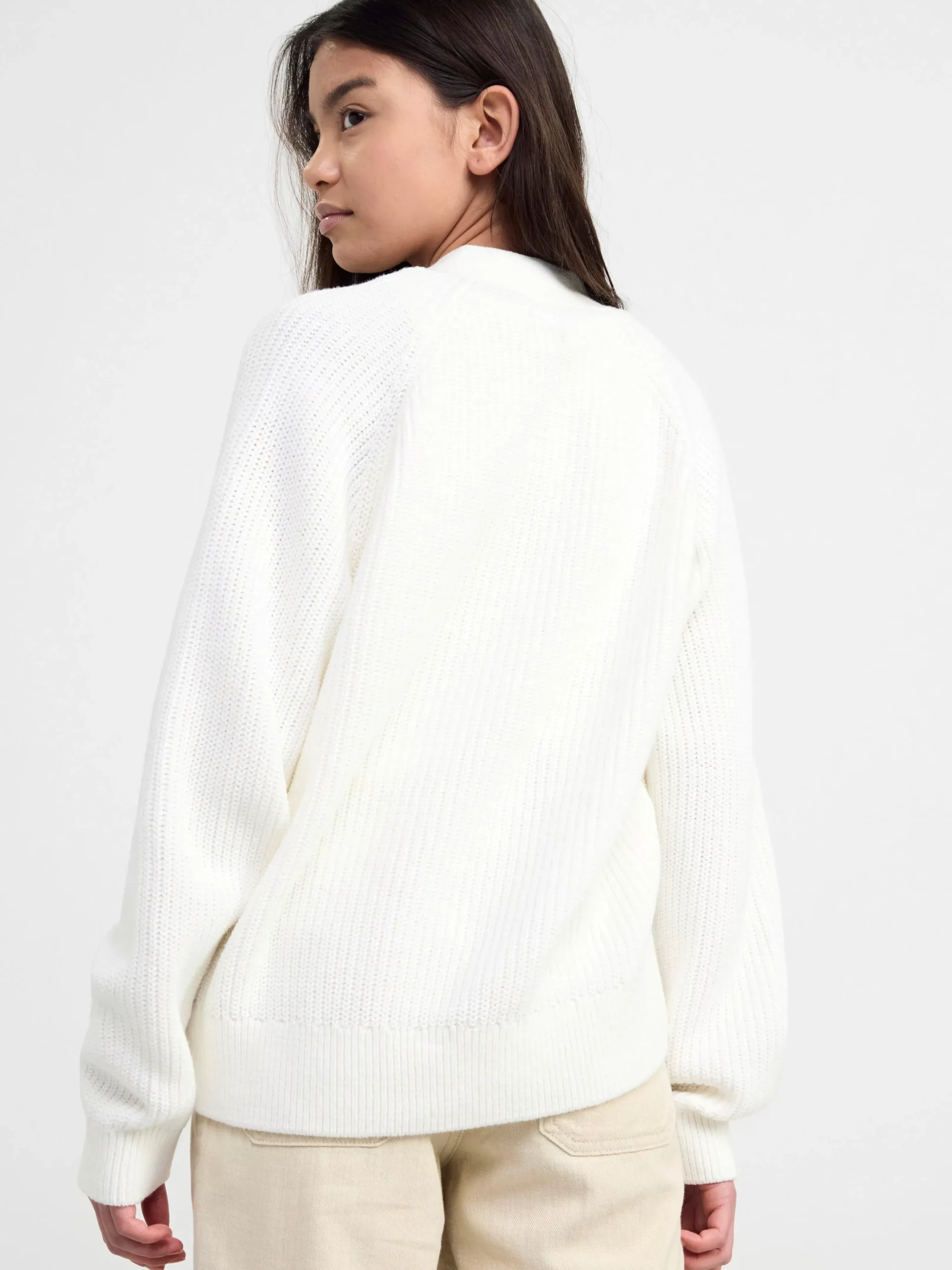 Tröjor & Cardigans>Lindex Langarmad Stickad Cardigan Off White