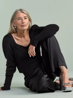Tröjor & Cardigans>Lindex Langarmad Stickad Troja Black