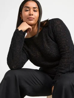 Tröjor & Cardigans>Lindex Langarmad Stickad Troja Black