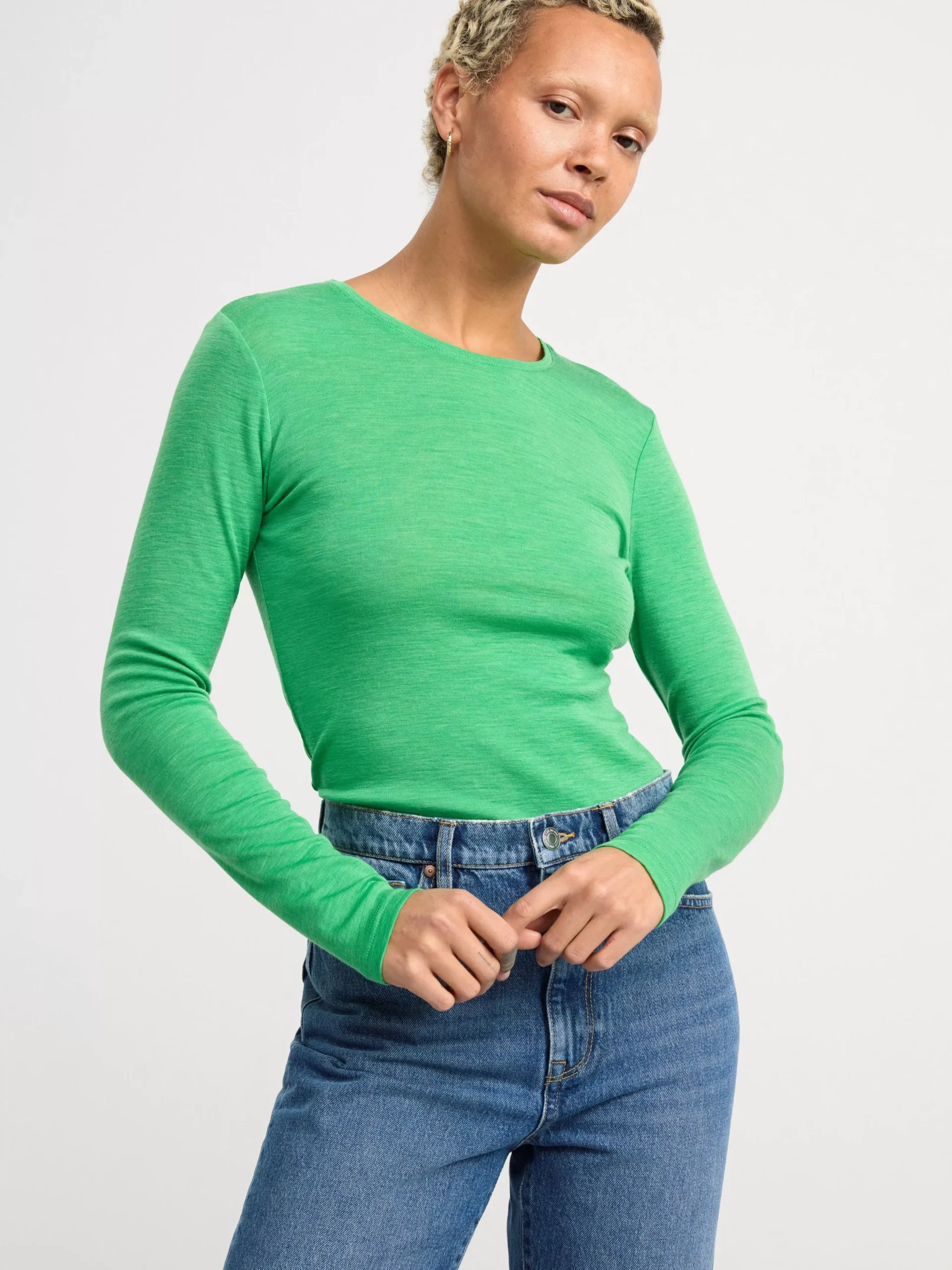 Toppar & T-Shirts>Lindex Langarmad Topp I Merinoull Green