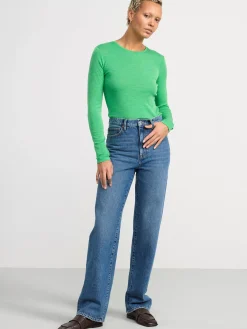 Toppar & T-Shirts>Lindex Langarmad Topp I Merinoull Green