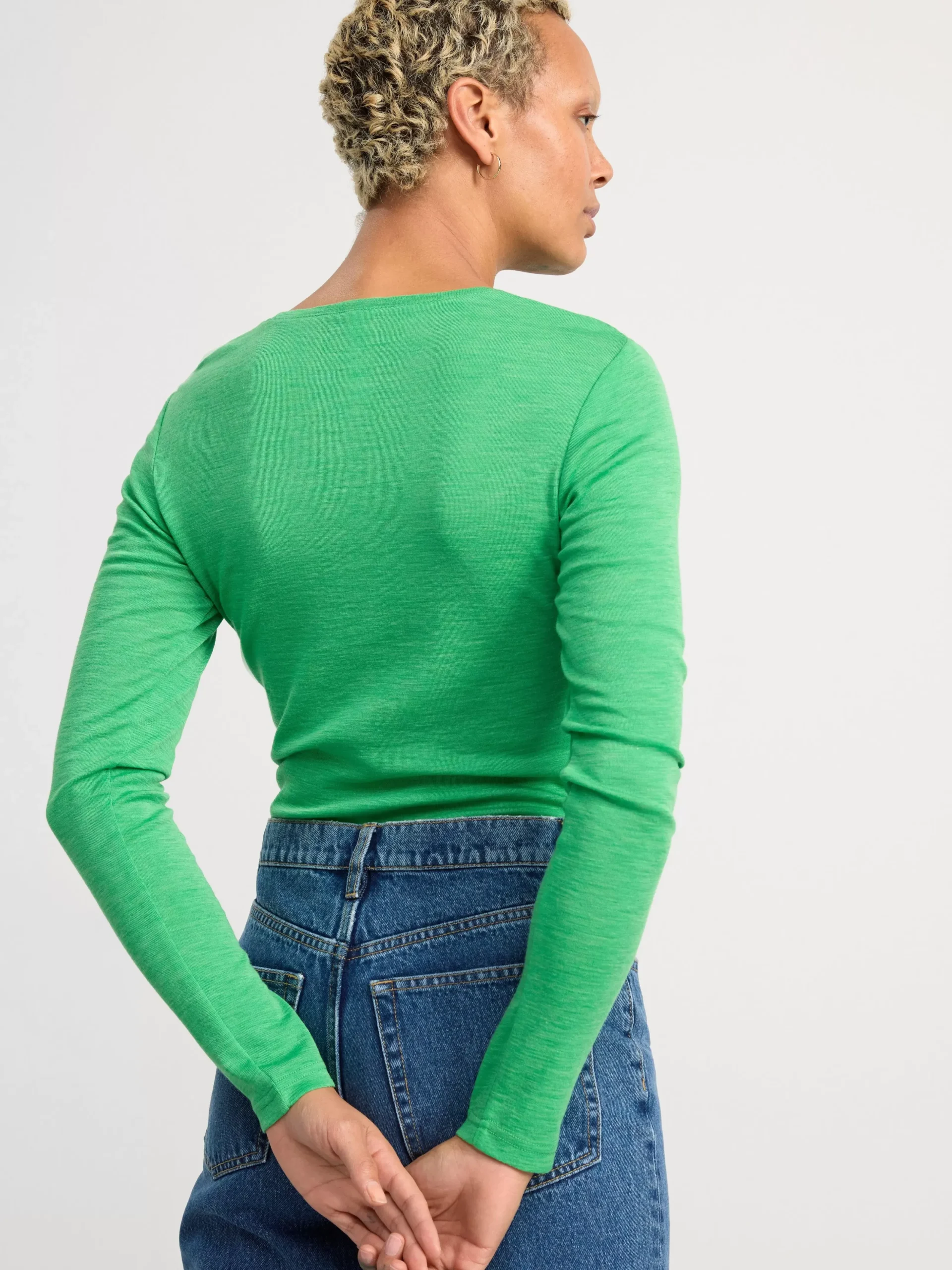 Toppar & T-Shirts>Lindex Langarmad Topp I Merinoull Green