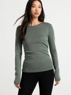 Toppar & T-Shirts>Lindex Langarmad Topp I Merinoull Dark Green