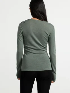 Toppar & T-Shirts>Lindex Langarmad Topp I Merinoull Dark Green