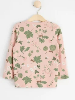 Toppar & T-Shirts>Lindex Langarmad Topp Med Blommor Och Blad Light Dusty Pink