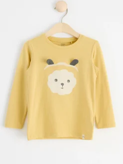 Toppar & T-Shirts>Lindex Langarmad Topp Med Djuransikte Light Dusty Yellow