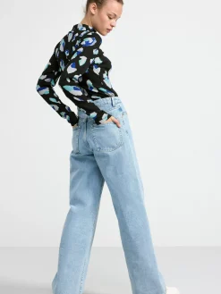 Toppar & T-Shirts>Lindex Langarmad Topp Med Halvpolo Black
