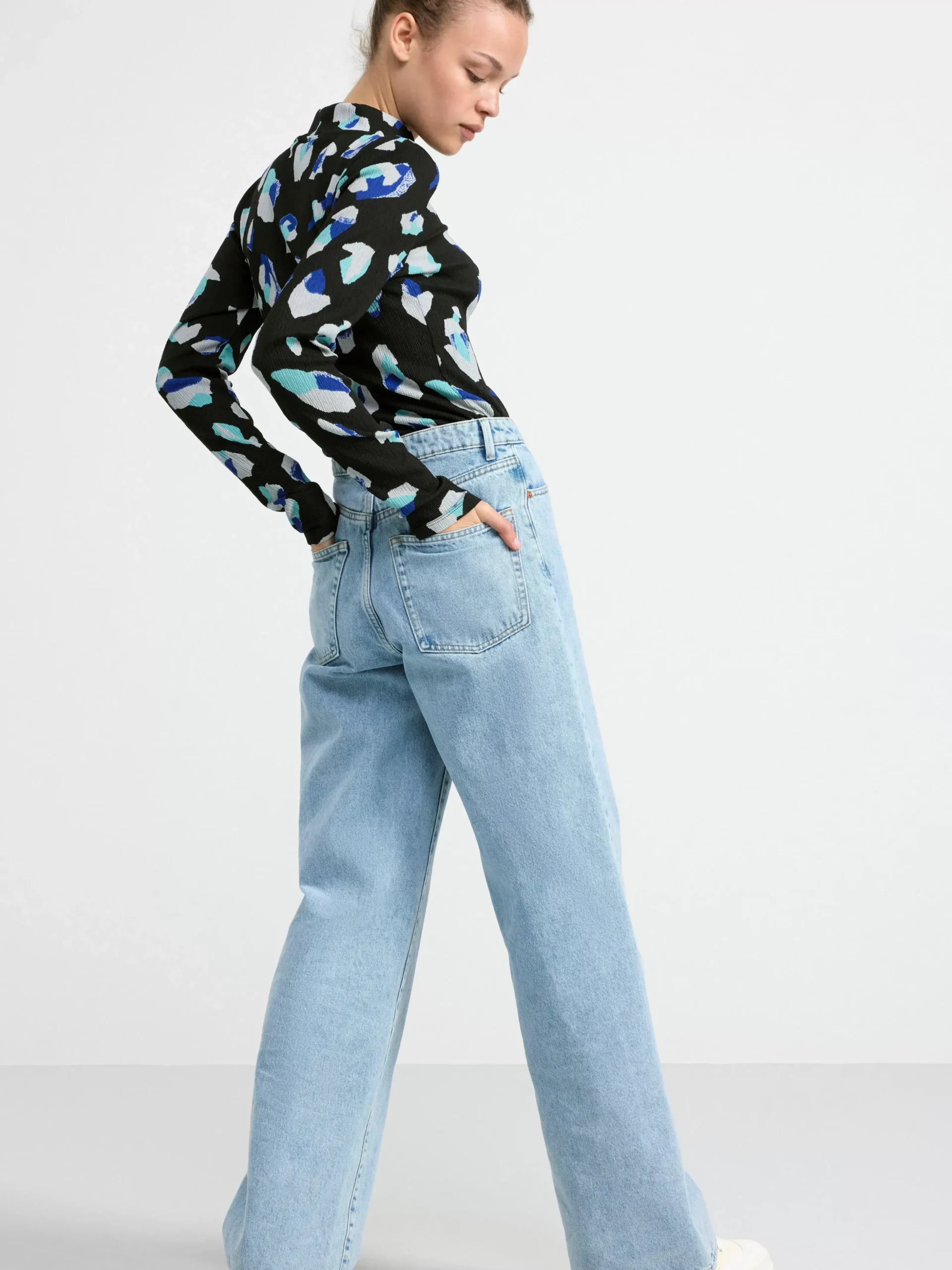 Toppar & T-Shirts>Lindex Langarmad Topp Med Halvpolo Black