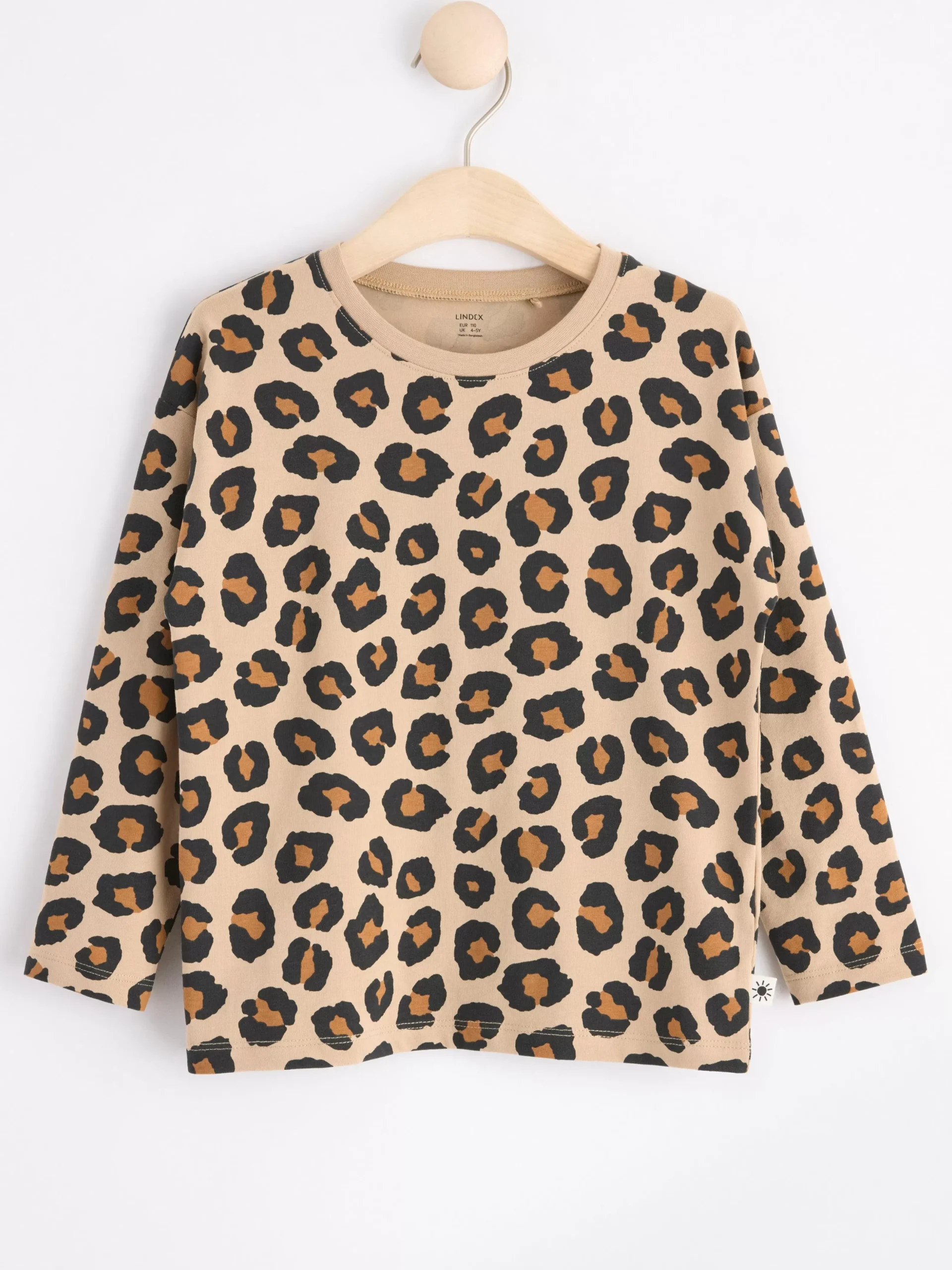 Toppar & T-Shirts>Lindex Langarmad Topp Med Leopardmonster Beige