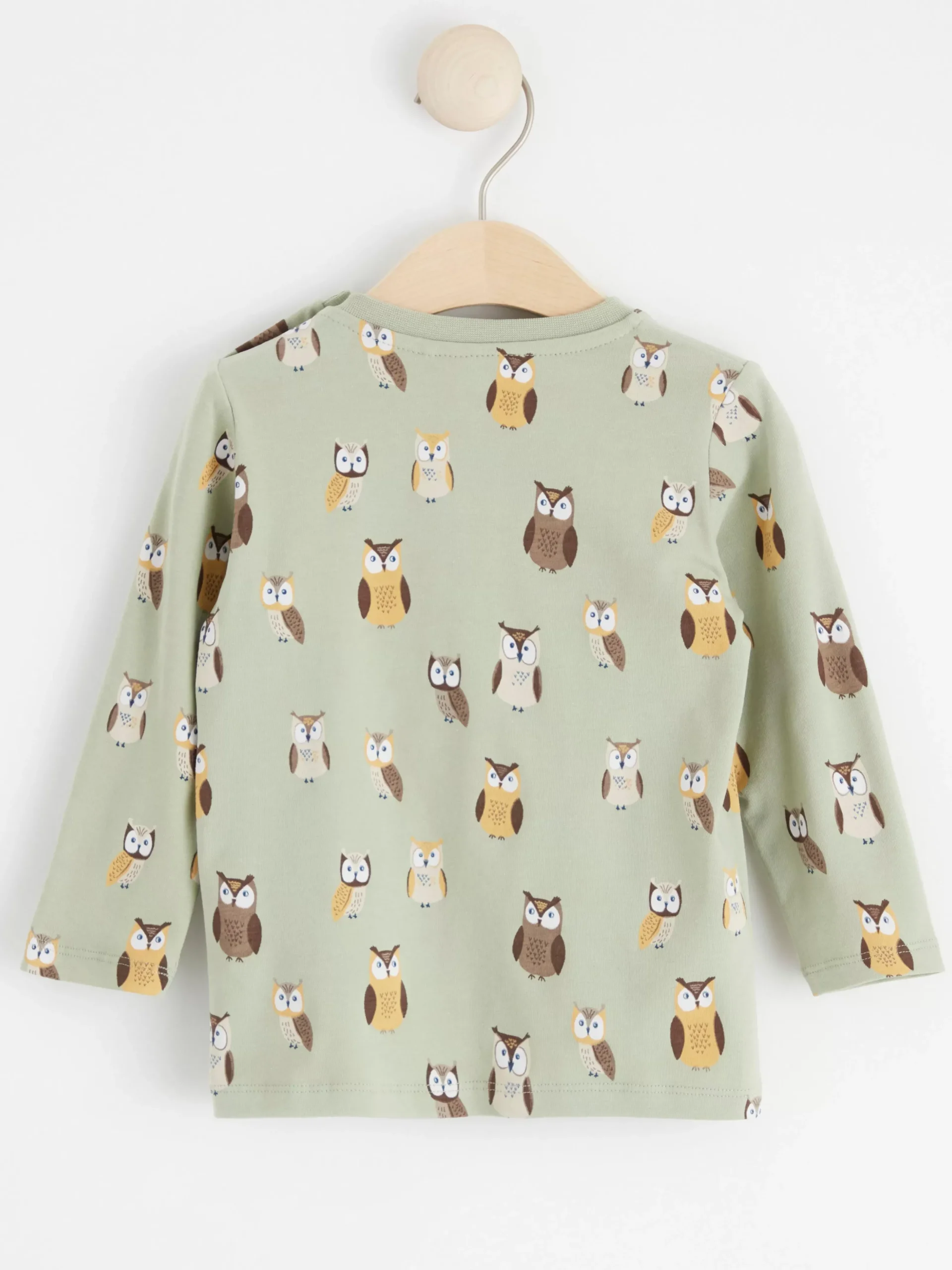 Toppar & T-Shirts>Lindex Langarmad Topp Med Ugglor Dusty Green