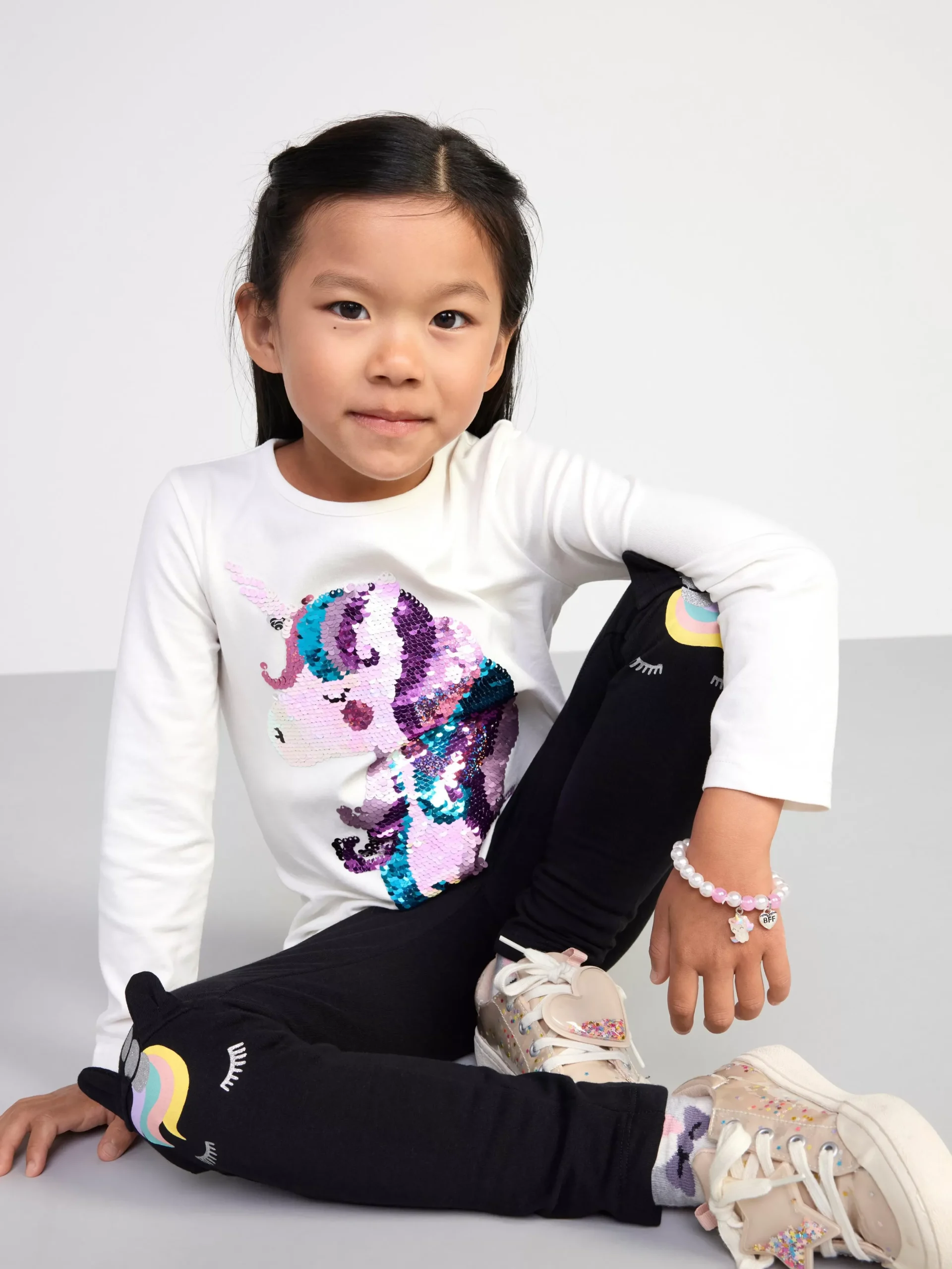Toppar & T-Shirts>Lindex Langarmad Topp Med Vandbara Paljetter Light Dusty White