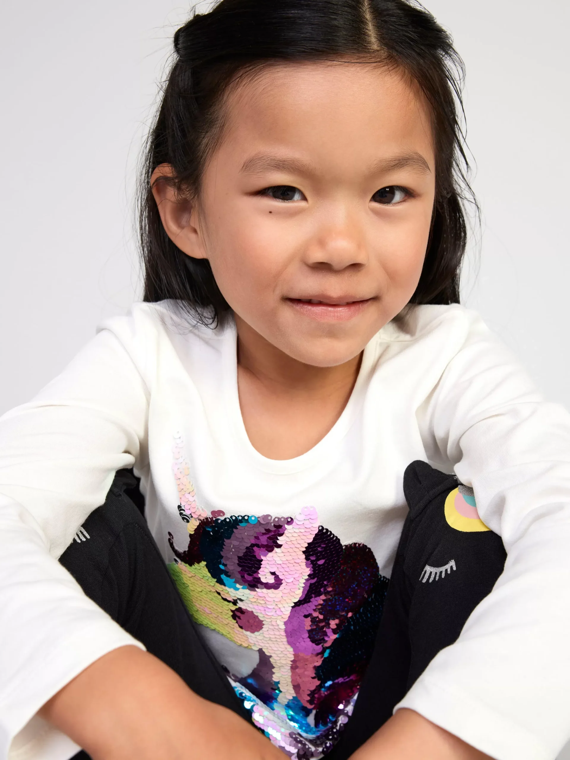 Toppar & T-Shirts>Lindex Langarmad Topp Med Vandbara Paljetter Light Dusty White
