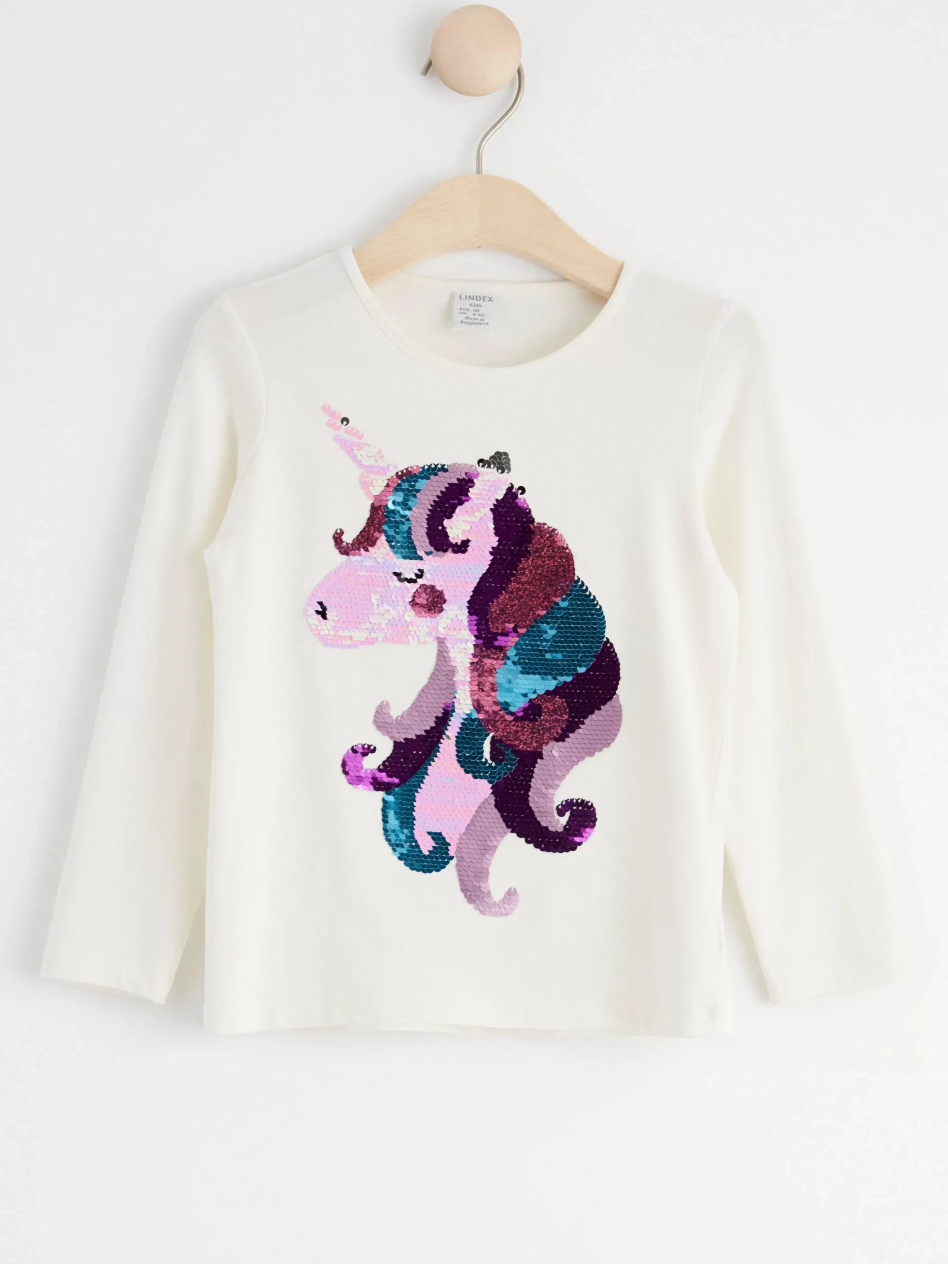 Toppar & T-Shirts>Lindex Langarmad Topp Med Vandbara Paljetter Light Dusty White