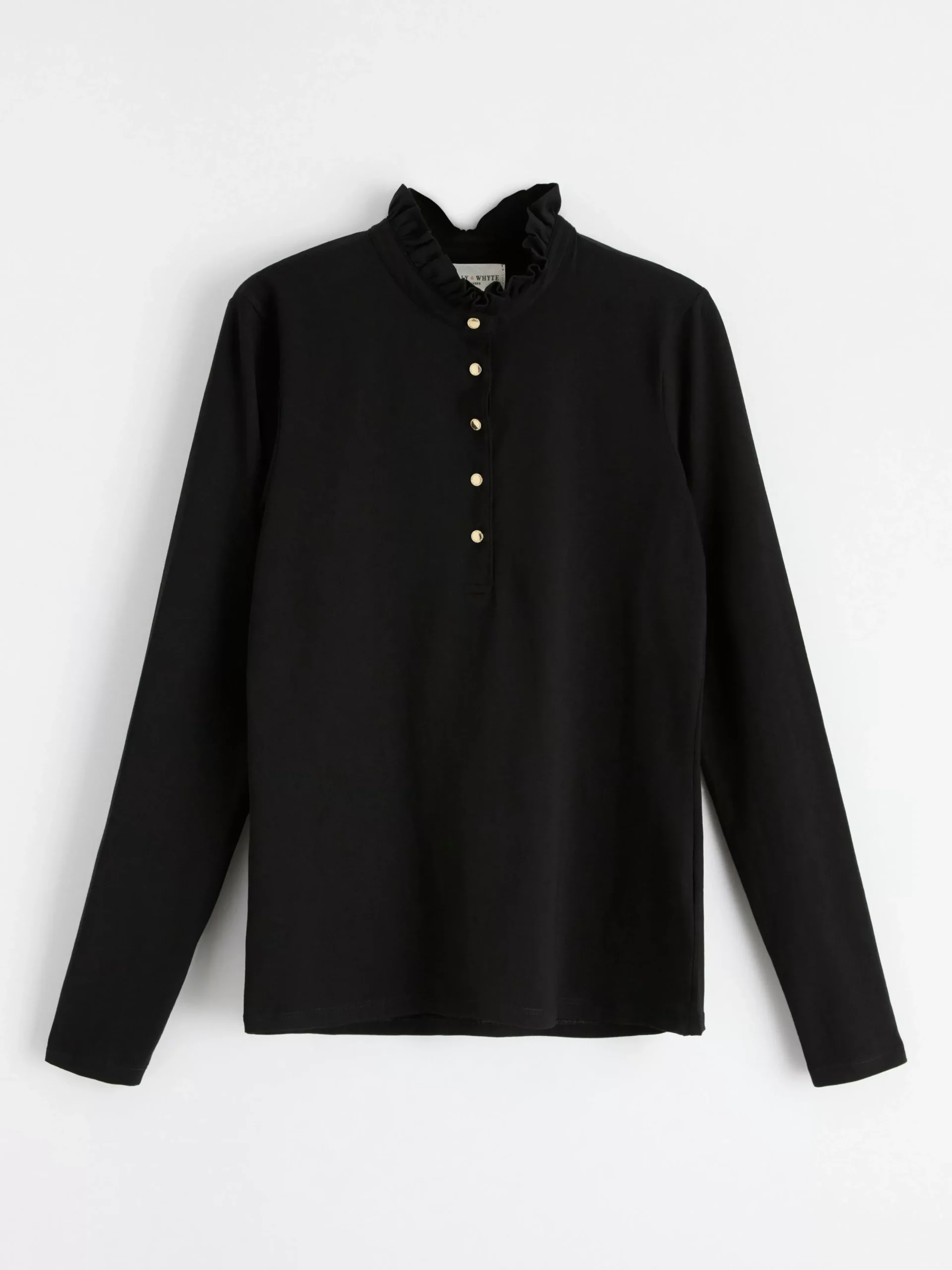 Toppar & T-Shirts>Lindex Langarmad Topp Med Volangkrage Black