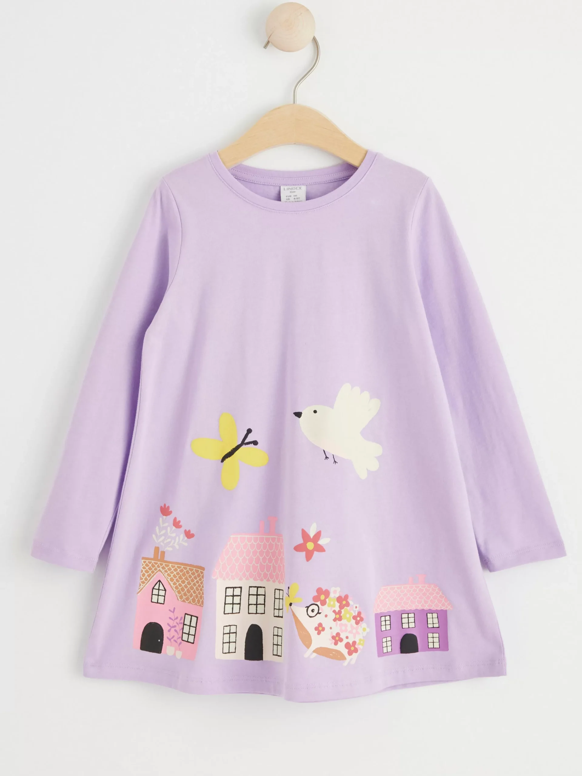 Klänningar>Lindex Langarmad Tunika Med Tryck Light Lilac