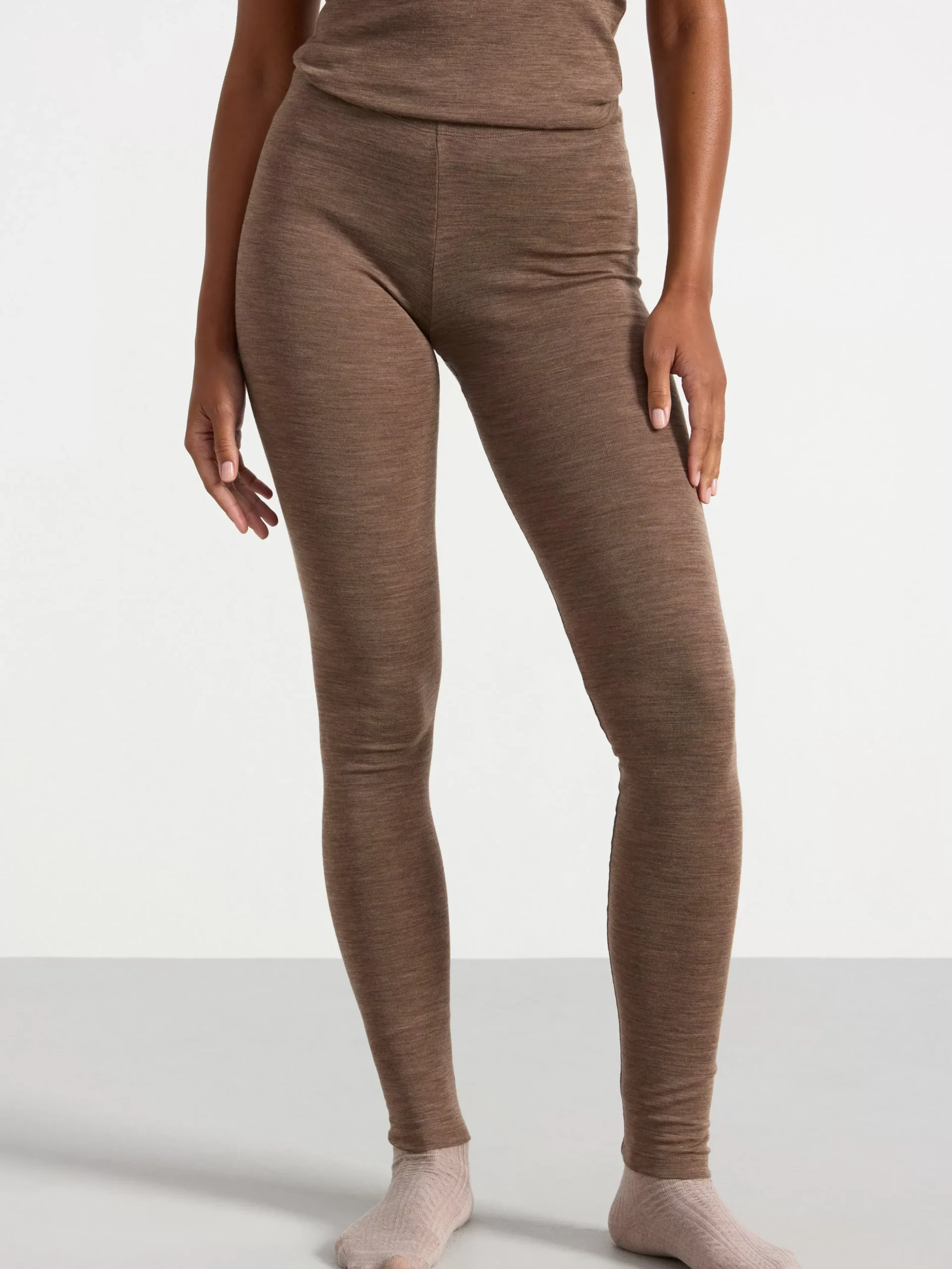 Leggings>Lindex Leggings I Merinoull Brown Melange